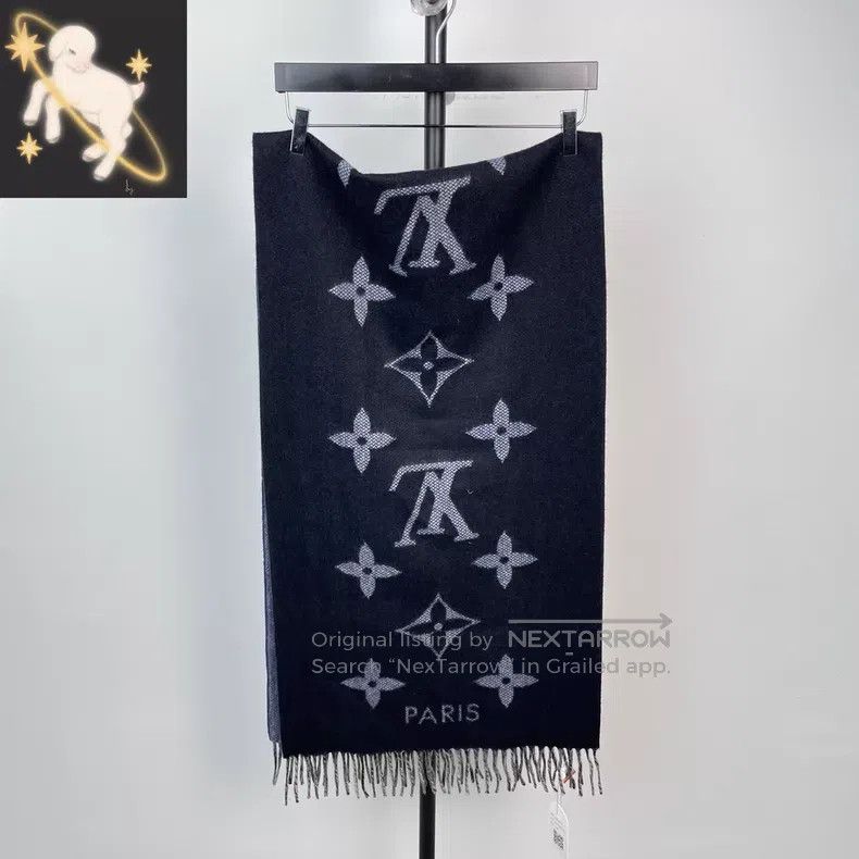 Louis Vuitton Louis Vuitton Blue and black full-print cashmere double-si Size ONE SIZE - 1 Thumbnail
