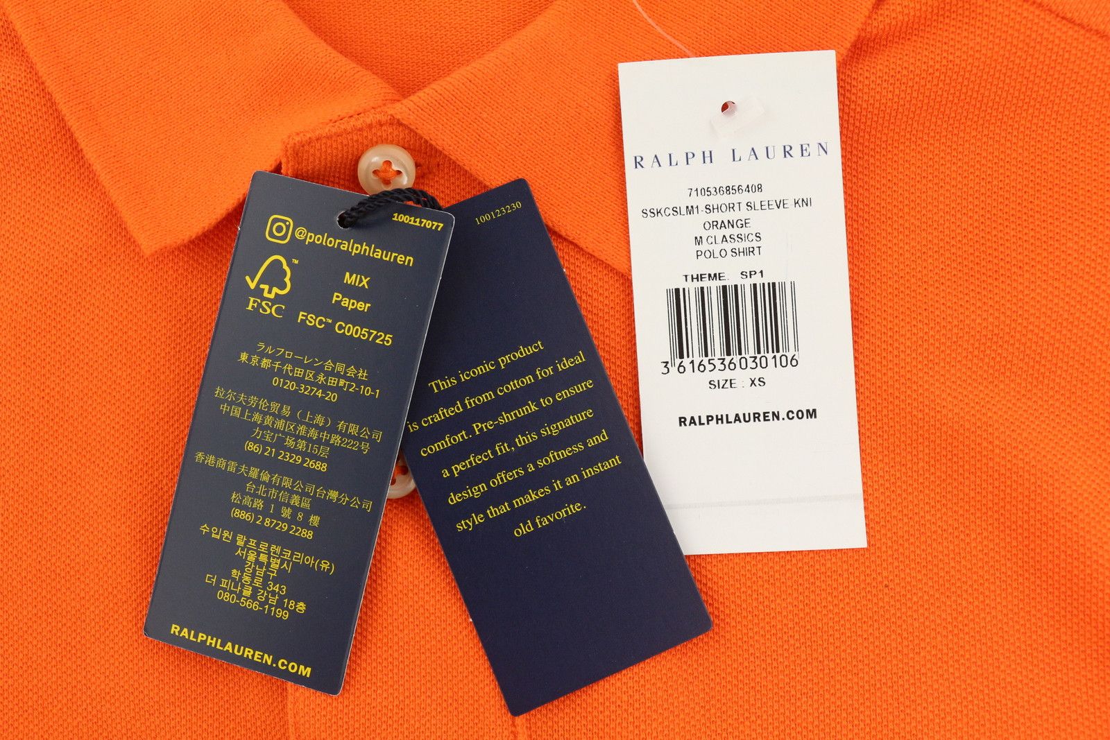Polo Ralph Lauren SLIM FIT XS Orange Short Sleeve Polo Neck T-Shirt 84517 Size US XS / EU 42 / 0 - 7 Thumbnail