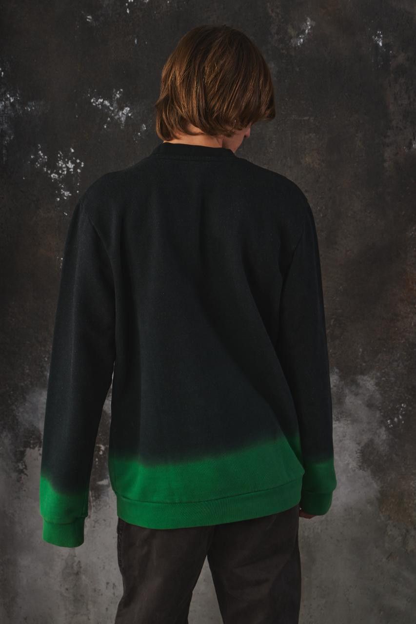 Raf Simons Raf Simons SS12 Black/Green Dip Dye Ombre Sweatshirt Size US L / EU 52-54 / 3 - 4 Thumbnail