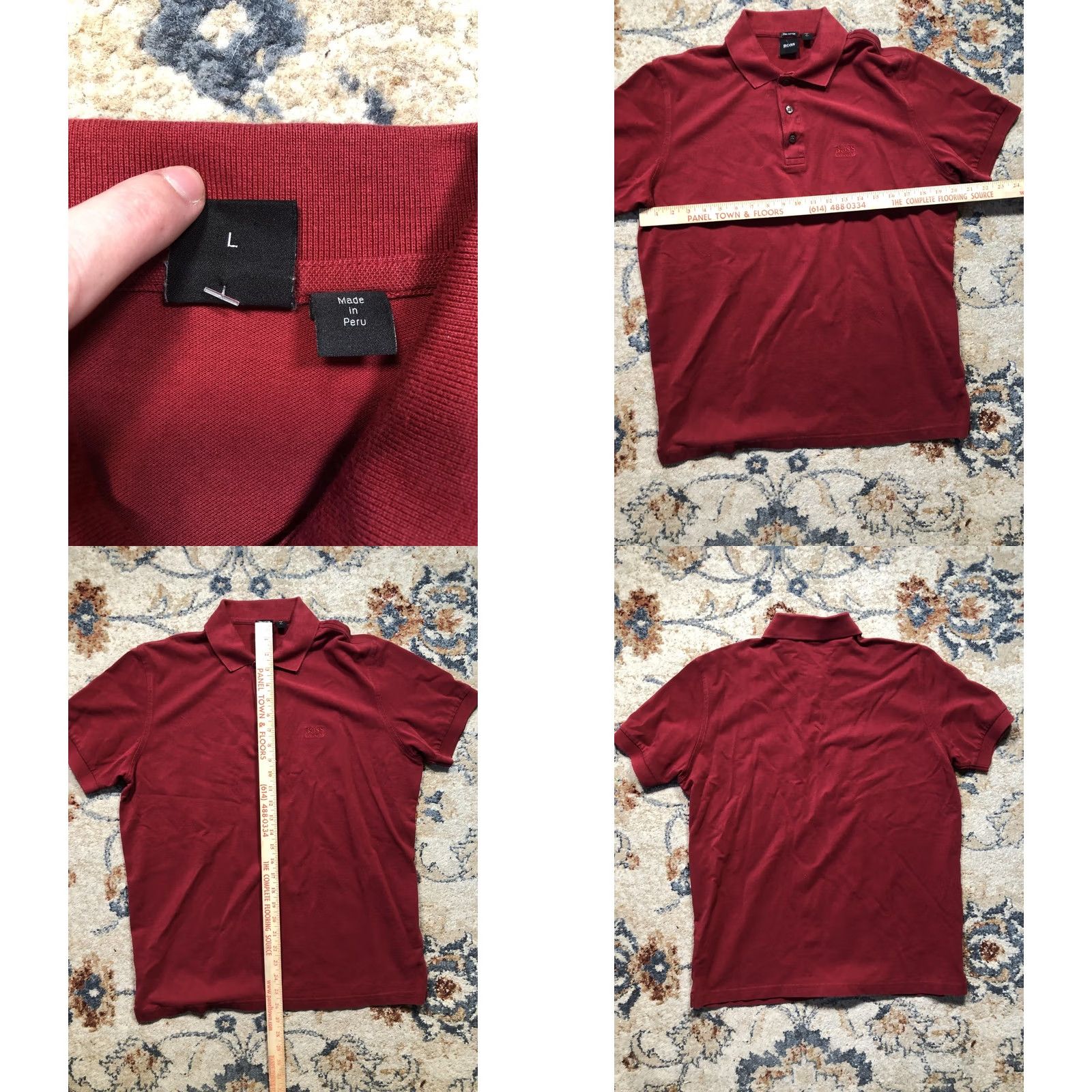 Hugo Boss HUGO BOSS Polo Shirt Mens Large Red Pima Cotton Short Sleeve Embroidered Peru Size US L / EU 52-54 / 3 - 8 Thumbnail