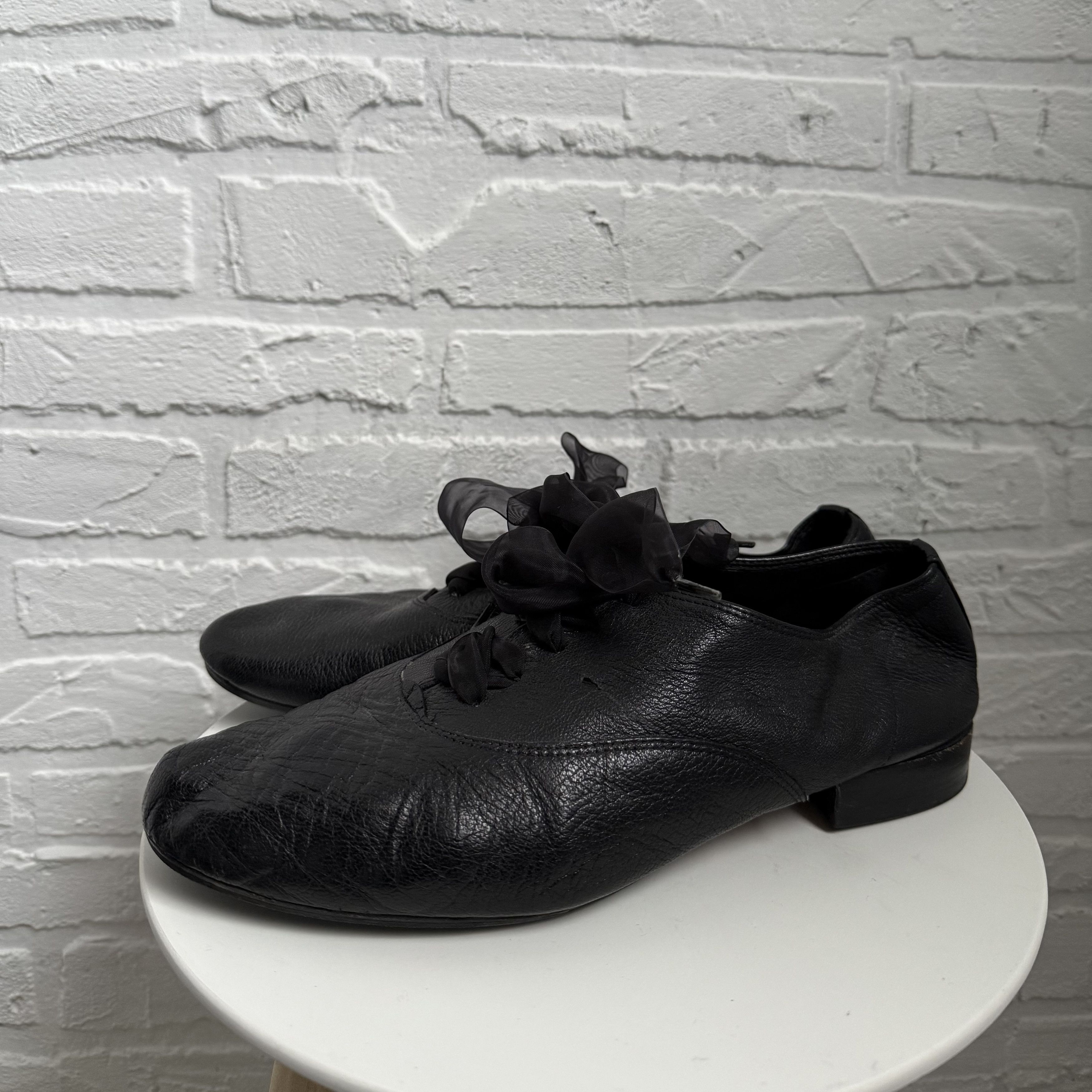 Repetto Paris Leather lace-up shoes with Organza bow laces