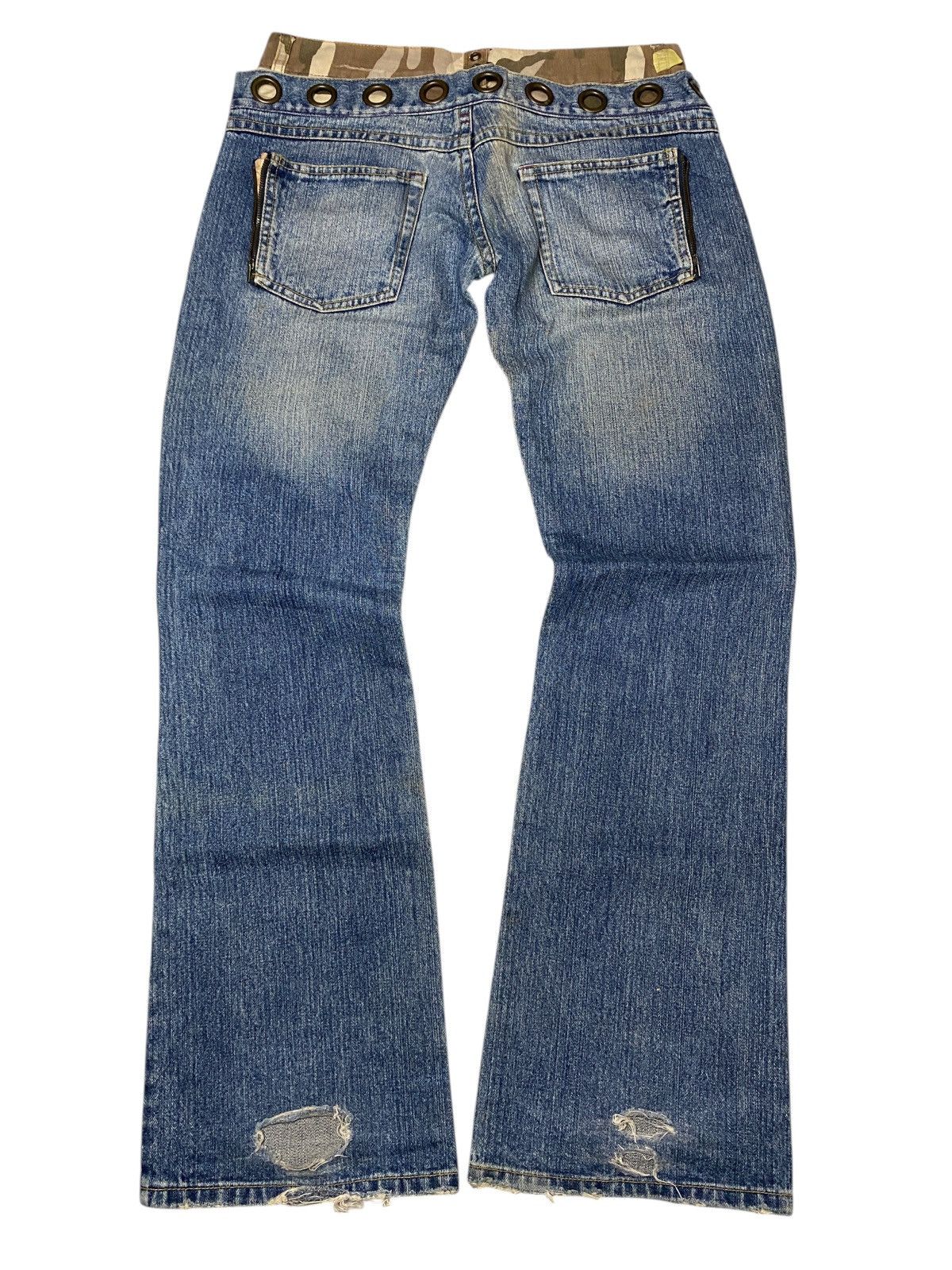 If Six Was Nine 2000's Armee Double Waist Laced Flared Jeans Size US 29 - 10 Thumbnail