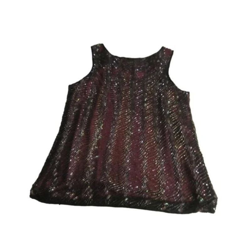 Adrianna Papell Papell Boutique Evening Red Silk Beaded Tank Top M Size M / US 6-8 / IT 42-44 - 7 Thumbnail