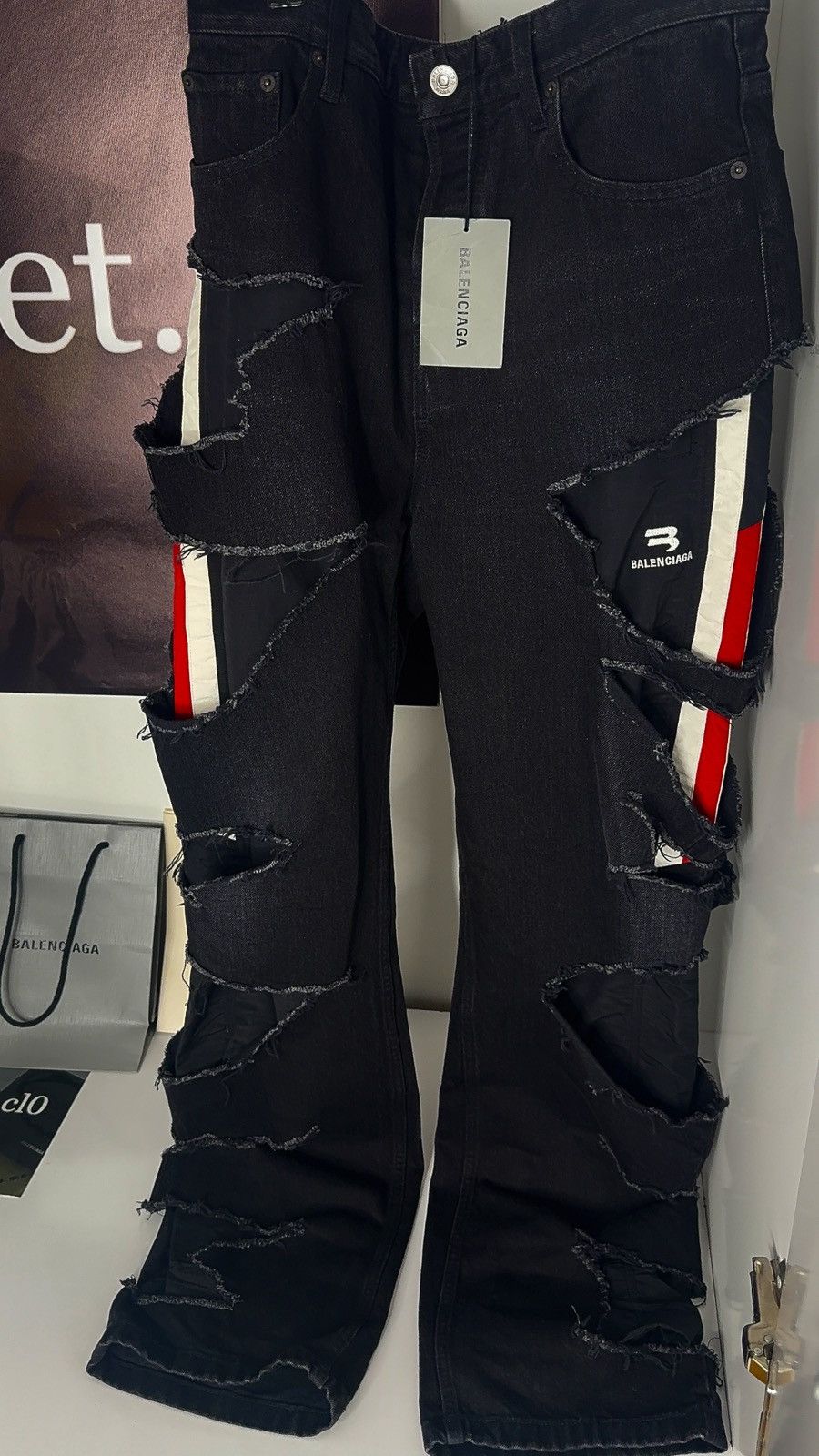 Balenciaga ✅Balenciaga Black Slashed Jeans Distressed Denim XS Size US 28 / EU 44 - 2 Thumbnail