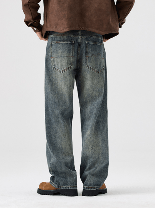 Japanese Brand × Jean Washed distressed all-match cleanfit loose vintage jeans Size US 32 / EU 48 - 4 Thumbnail