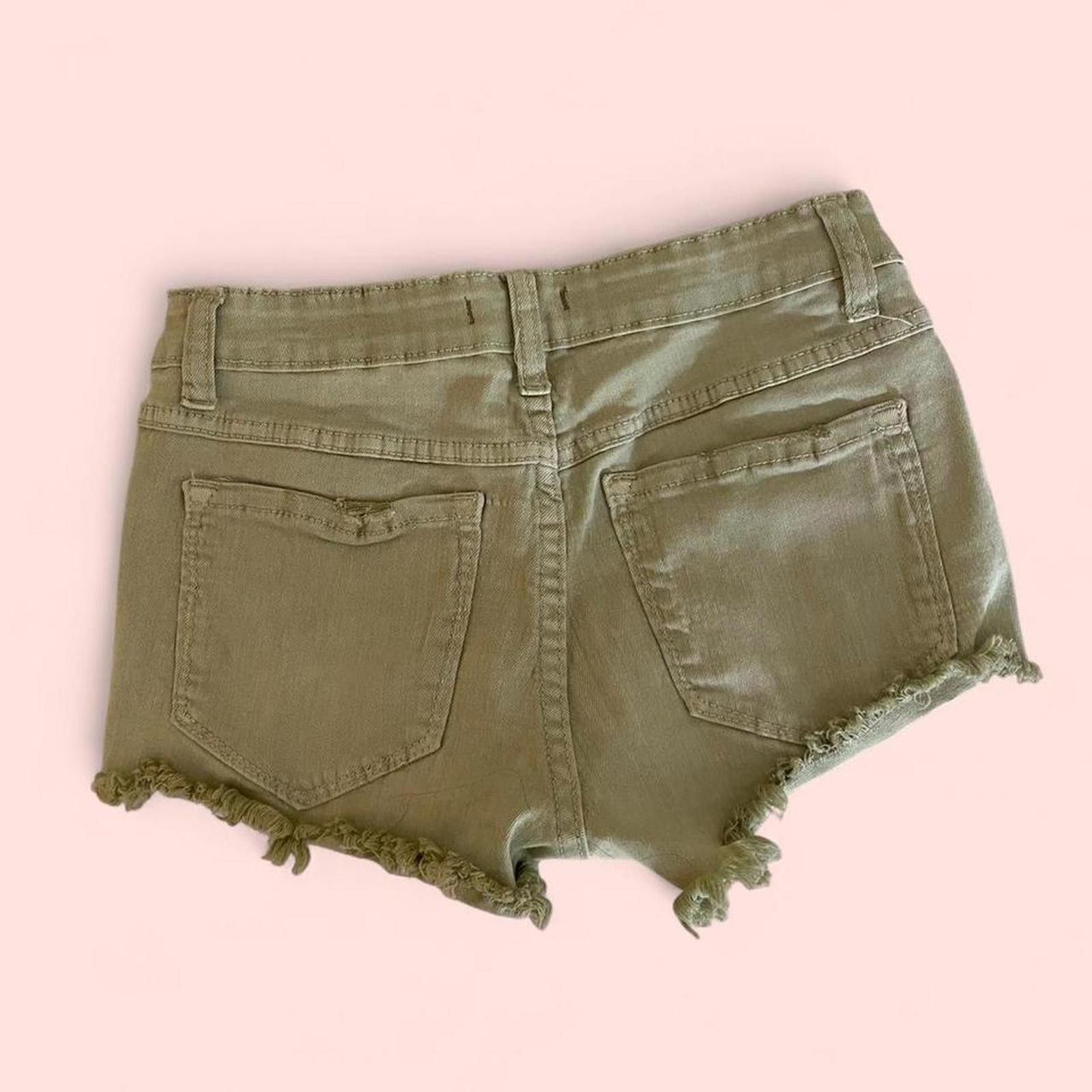 Other Khaki green distressed denim shorts with frayed hem Size 26" / US 2 / IT 38 - 5 Thumbnail