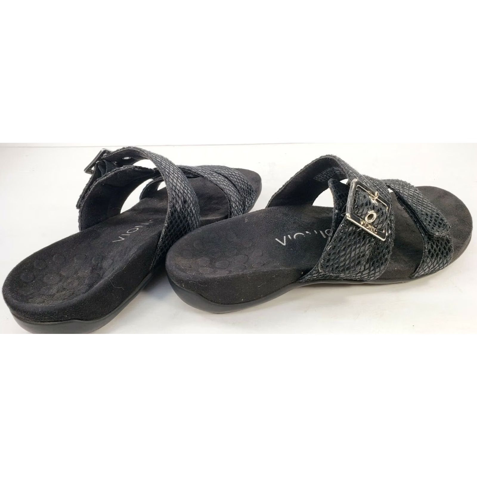 Vionic Vionic Skylar Womens Strappy Slide Sandals Black Buckle Shaped Insole Sz 6M Size US 6 / IT 36 - 6 Thumbnail