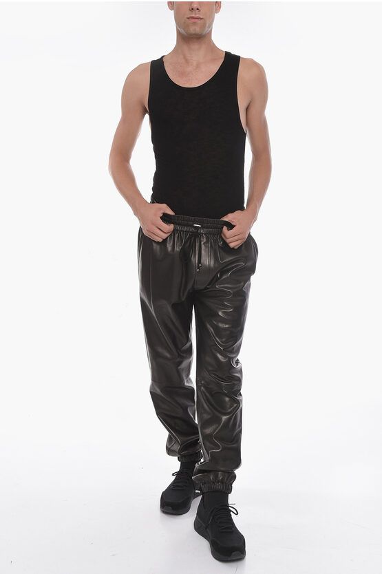 Amiri o1y0525 Leather Jogger & Sweatpant in Black Size US 34 / EU 50 - 4 Thumbnail