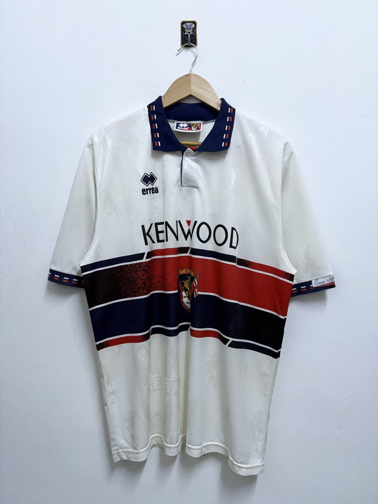 Vintage Vintage 90's Errea Genoa Away - Kazu 11 Football Shirt Size US L / EU 52-54 / 3 - 1 Thumbnail