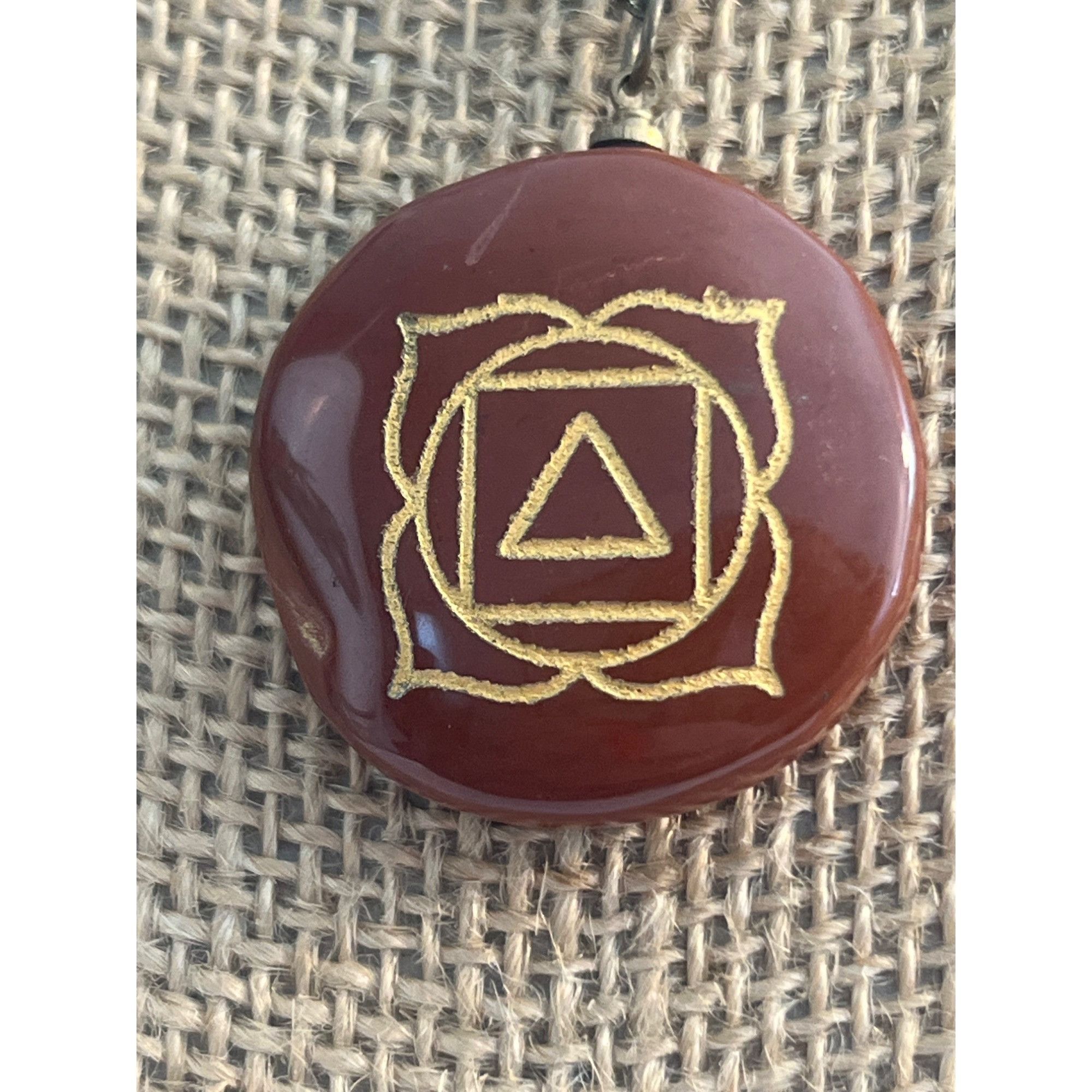 Other Root Chakra Pendant Necklace Red Jasper Gold Symbol Antique Size ONE SIZE - 2 Thumbnail