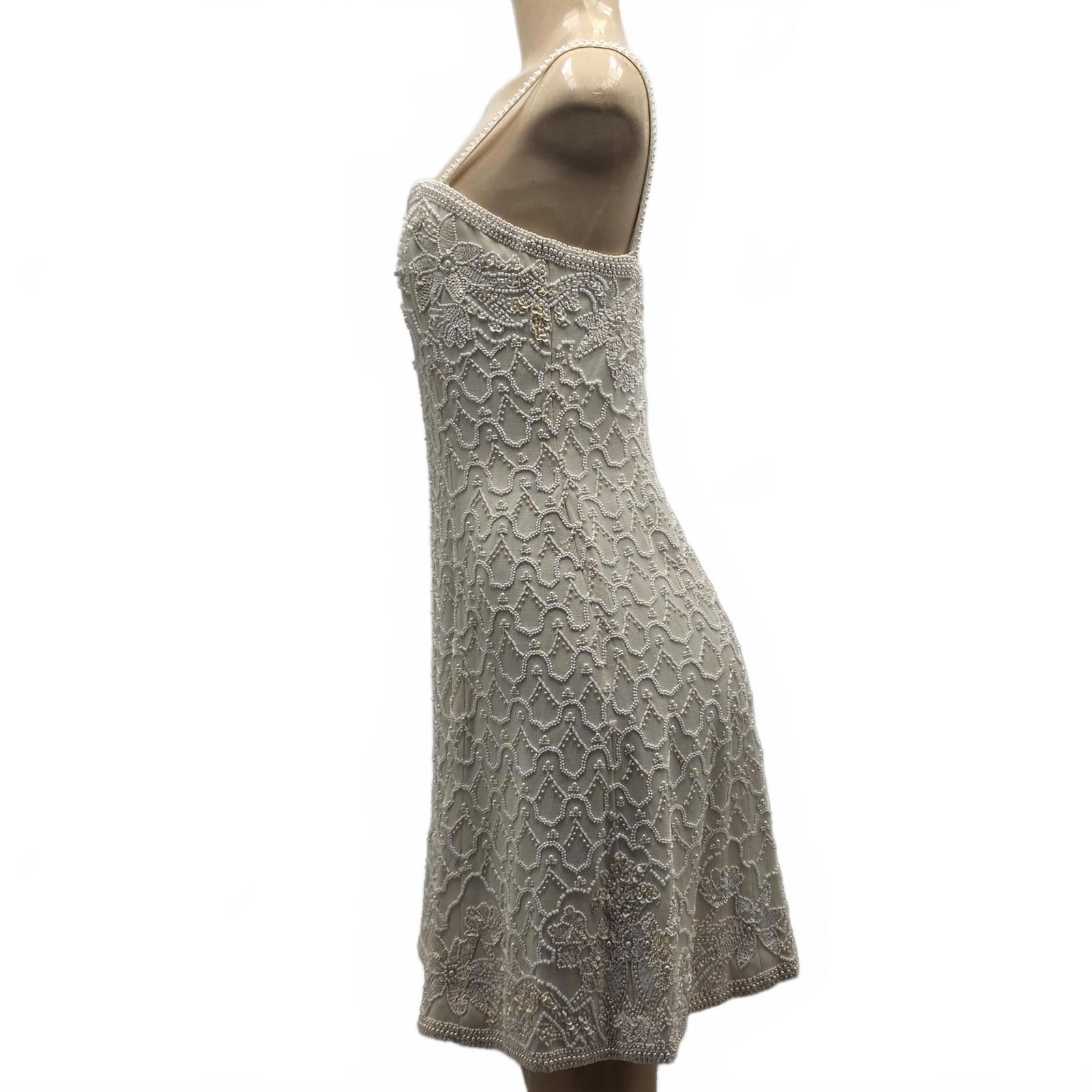 Bill Blass Bill Blass Vintage Beaded Silk Mini Dress – Bridal Cocktail Size M / US 6-8 / IT 42-44 - 7 Thumbnail
