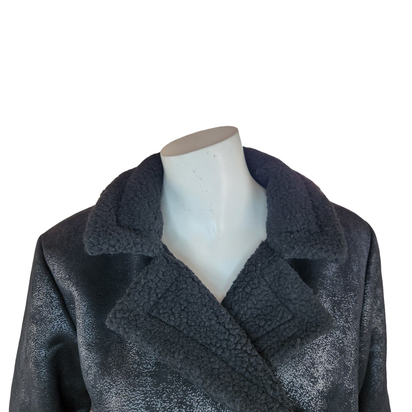 Other Candace Cameron Bure Sherpa Faux Suede Peacoat Black XXS Size XS / US 0-2 / IT 36-38 - 2 Thumbnail