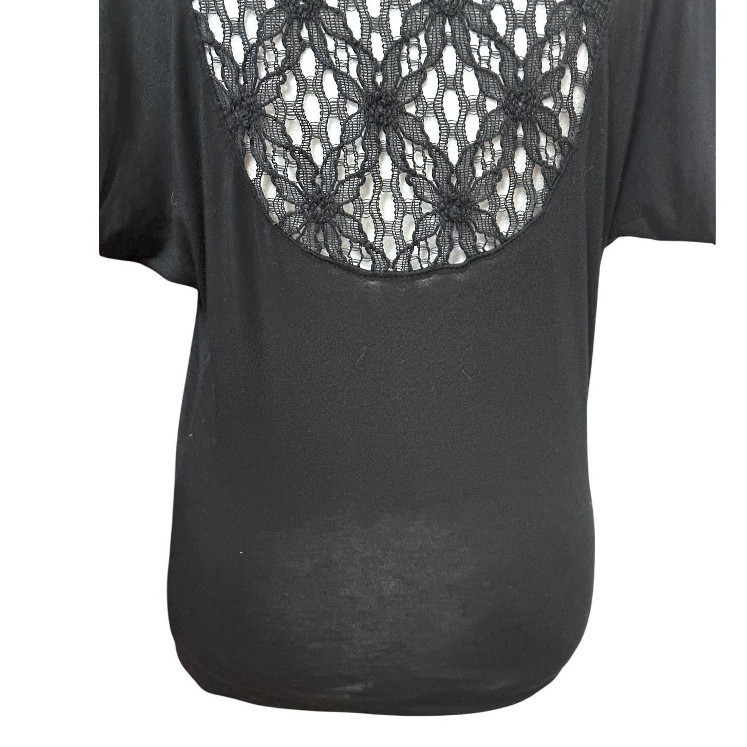 Other Red Haute Lace Panel Blouse Short Sleeve Slit Black S NWOT Size S / US 4 / IT 40 - 7 Thumbnail