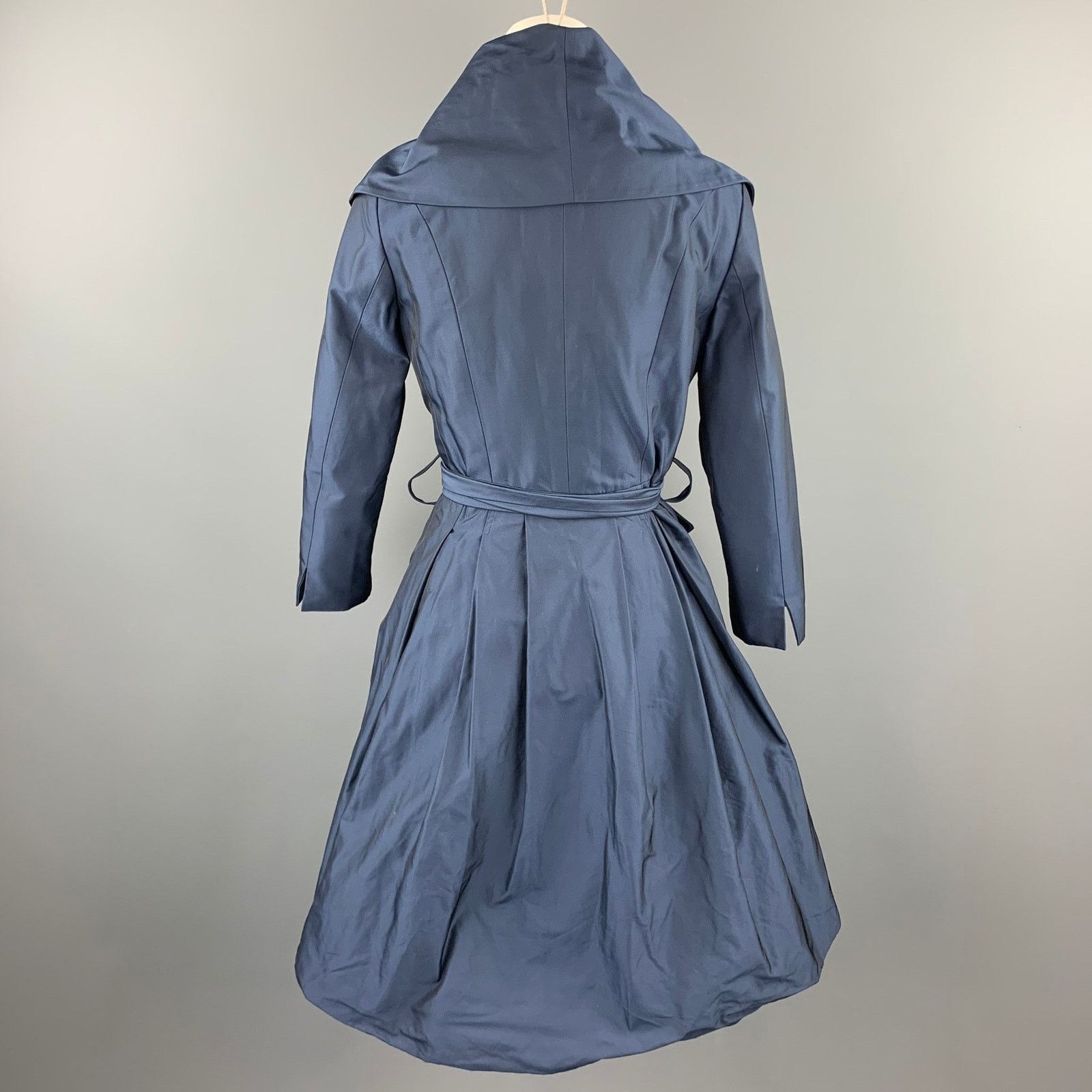 Other PAUW Size 0 Navy Polyester Shawl Collar Belted Coat Size XS / US 0-2 / IT 36-38 - 4 Thumbnail
