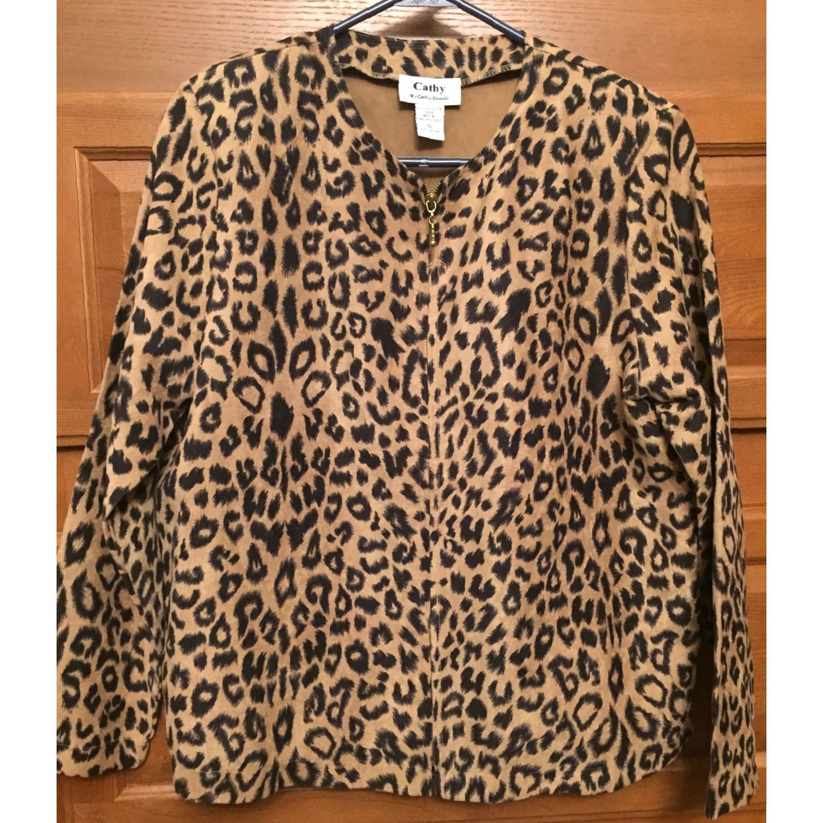 Vintage VINTAGE Leopard Jacket Womens 12 L Large TIGER Animal Print Full Zip Cathy Daniels Blouse Long Sleeve Brown Womens Shirt Shirt Size XL / US 12-14 / IT 48-50 - 2 Thumbnail