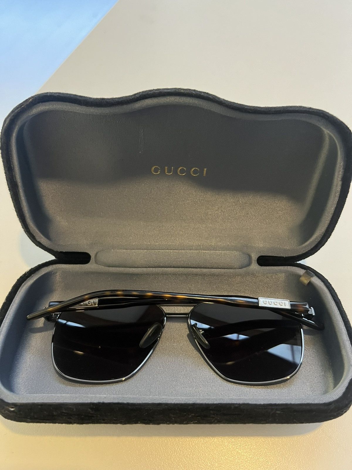 Gucci Gucci Men’s Sunglasses Black Lenses Brown Brim Size ONE SIZE - 7 Thumbnail