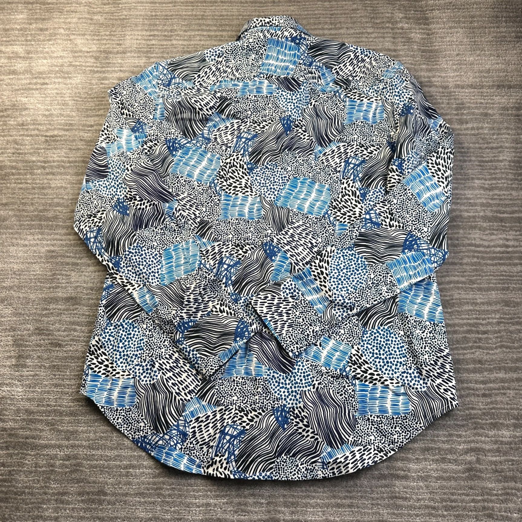 Robert Graham Robert Graham Shirt Mens M Blue Hurricane Flip Cuff Button Up Casual Geometric Pattern Size US M / EU 48-50 / 2 - 2 Thumbnail