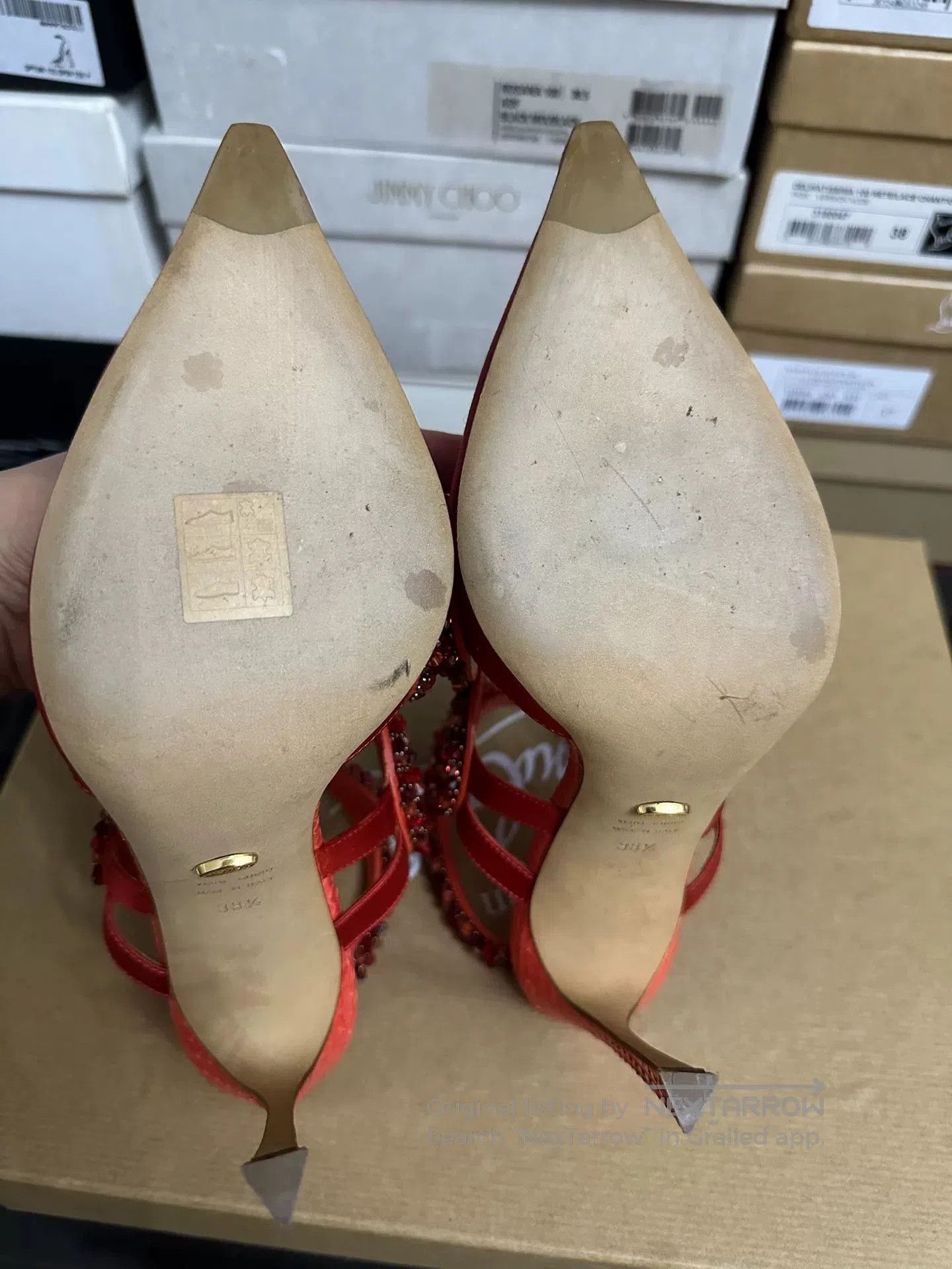 Sergio Rossi Sergio Rossi Limited Red Satin Heels 38.5. Size US 7.5 / IT 37.5 - 6 Thumbnail