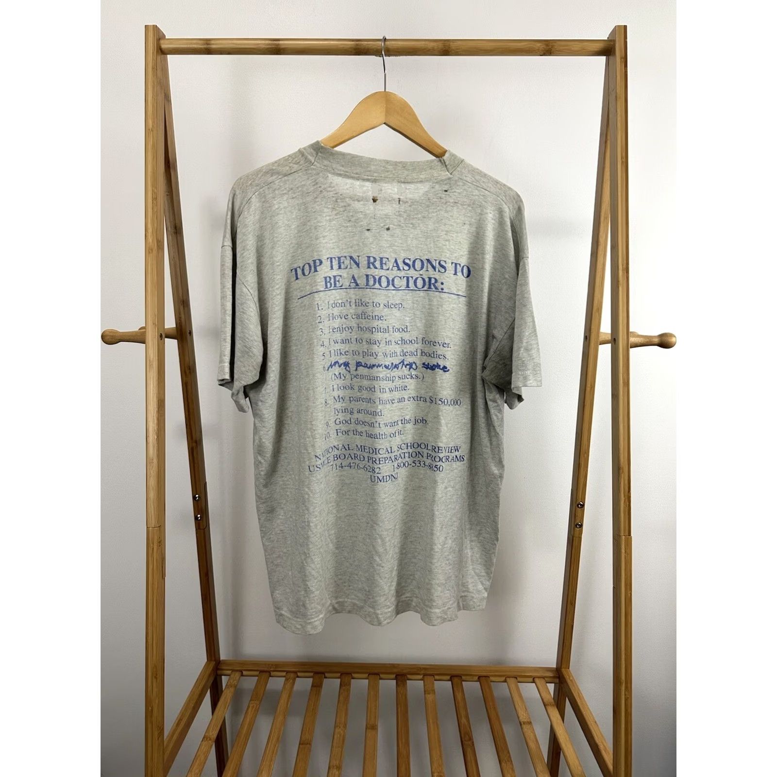Reason VINTAGE 90s Top 10 Reasons To Be A Doctor T-Shirt XL Gray WIP Burnout Paper Thin Mens Size US XL / EU 56 / 4 - 2 Thumbnail