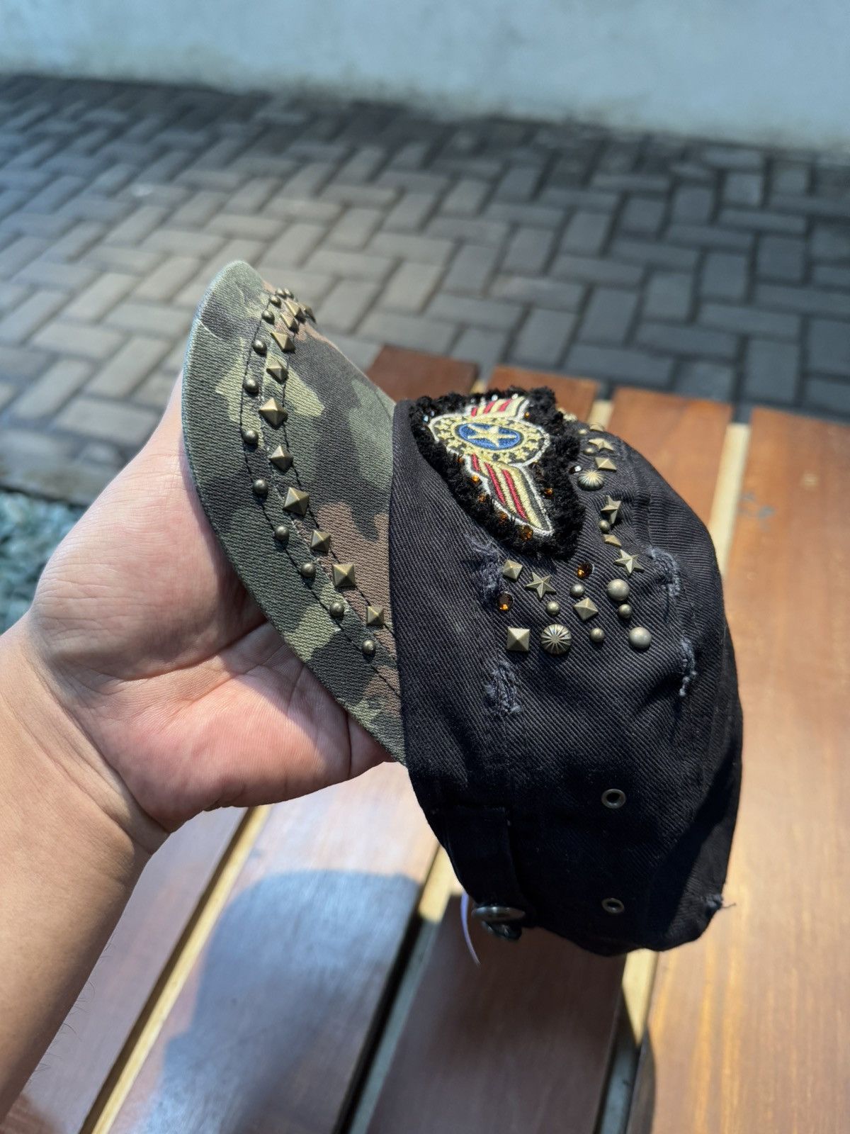 If Six Was Nine × Japanese Brand × Le Grande Bleu (L.G.B.) Japanese Studded Army Cadet Hats Size ONE SIZE - 3 Thumbnail