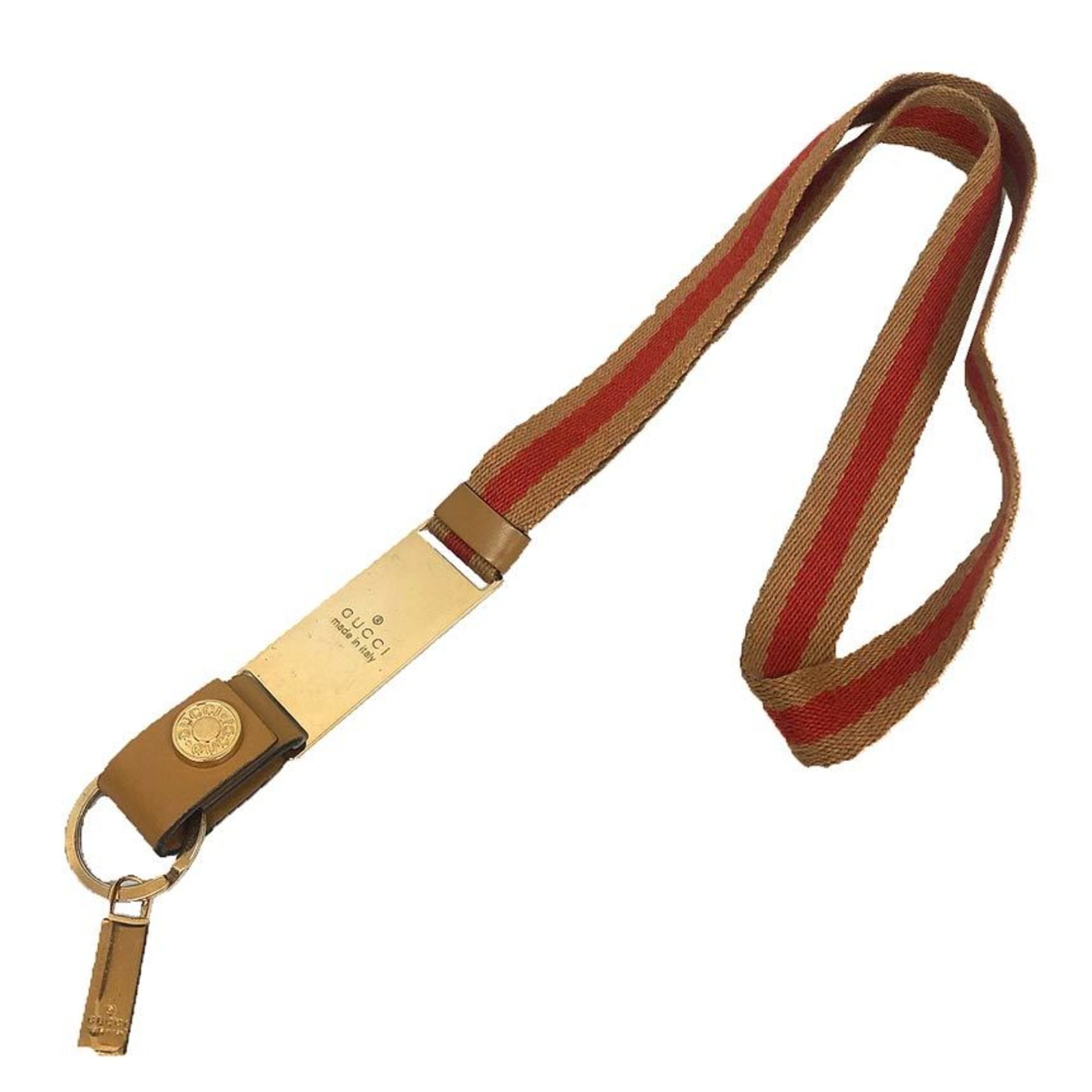 Gucci Gucci neck strap key ring holder camel x orange Size ONE SIZE - 1 Thumbnail