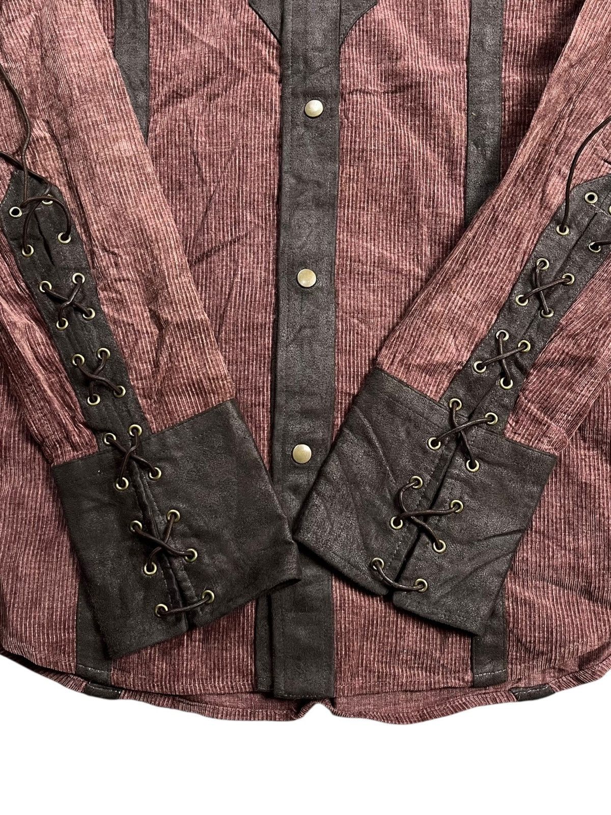 BUFFALO BOBS 2000s Morgan Homme - Lace Western Style Corduroy Mix Leather Size US M / EU 48-50 / 2 - 2 Thumbnail