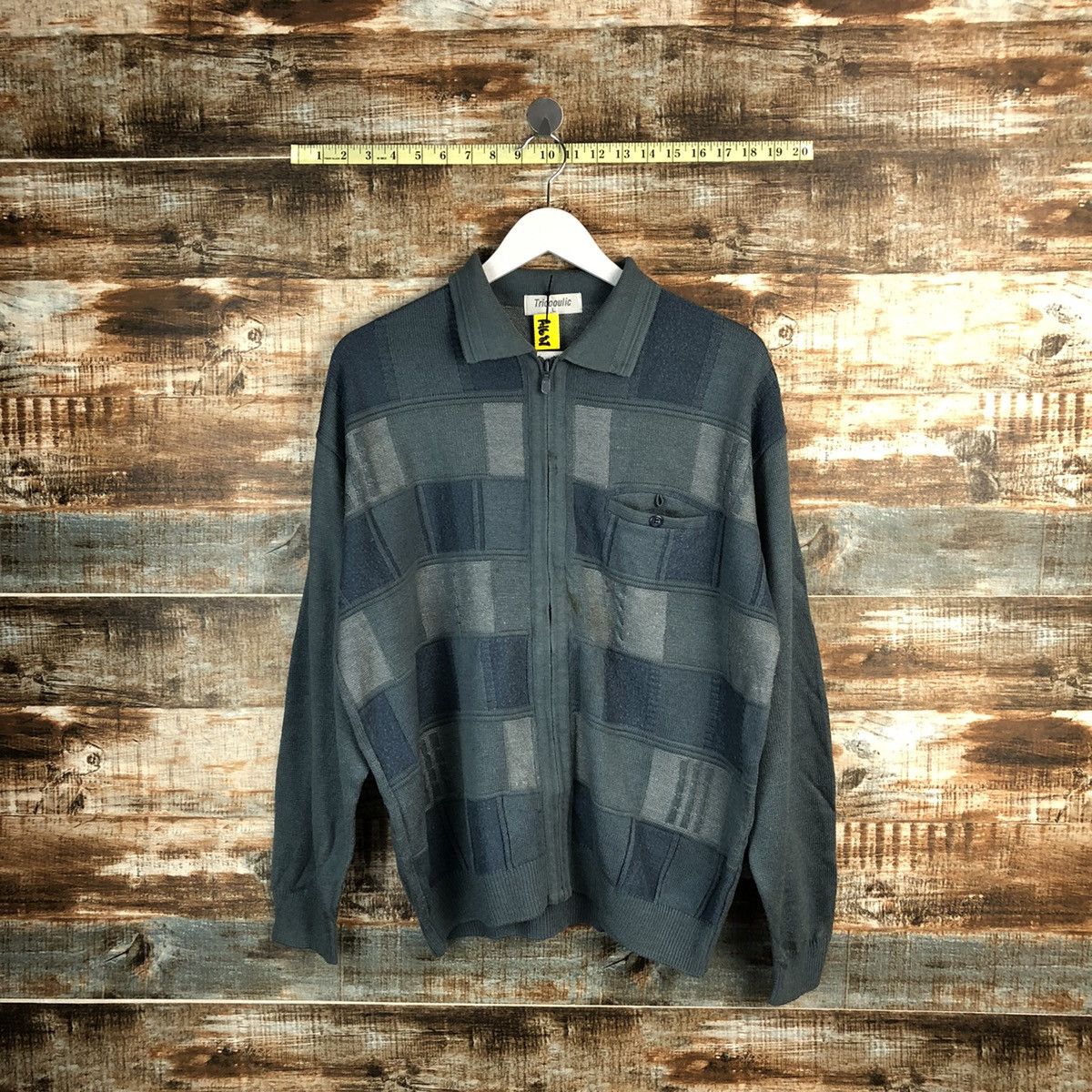 Homespun Knitwear TricoOulic Grey checkered Knitwear collar vintage #A1687 Size US L / EU 52-54 / 3 - 1 Thumbnail