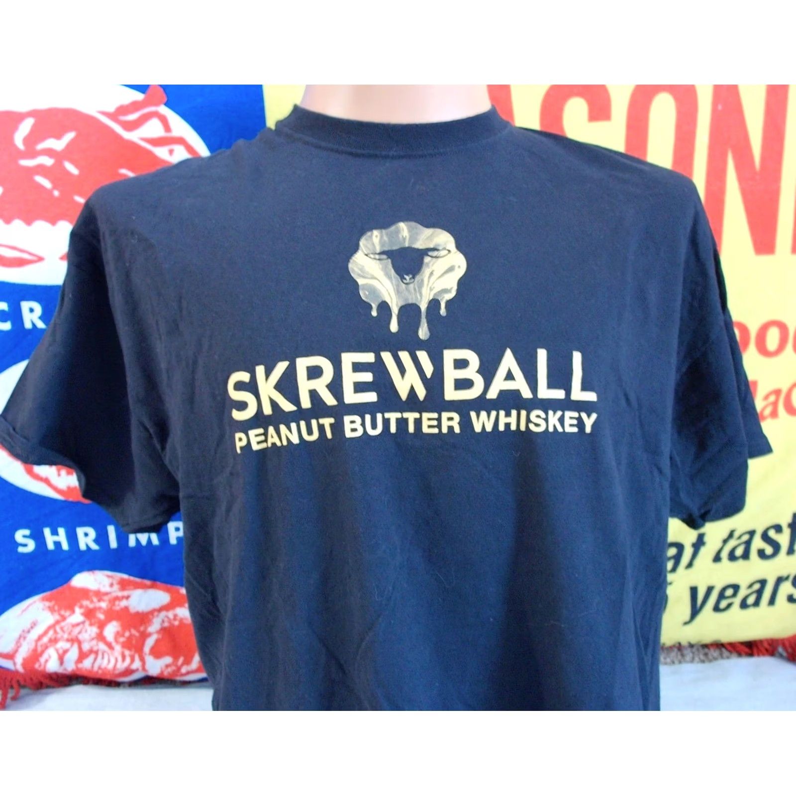Port & Company Nike Skrewball Peanut Butter Whiskey graphic T Shirt Mens 2XL California Port & Company Black Cotton Crew Neck Short Sleeve Vintage No Size US XXL / EU 58 / 5 - 2 Thumbnail