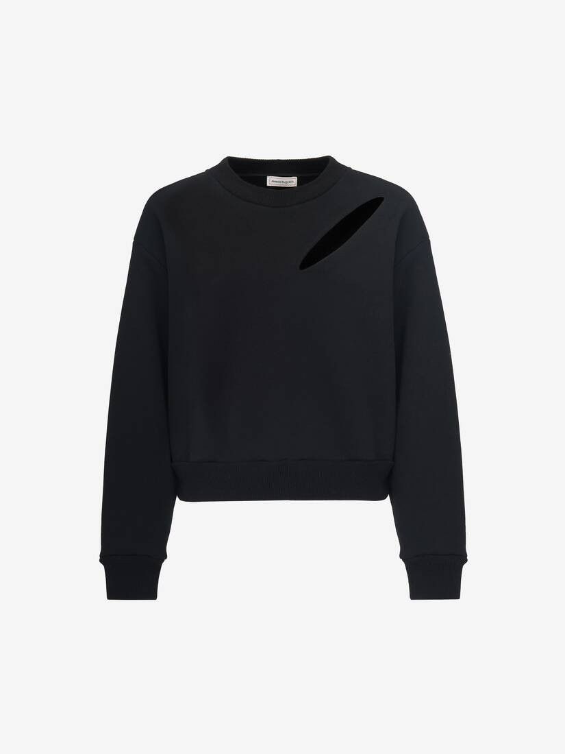 Alexander McQueen o1srvl11e0326 Slashed Sweatshirt in Black Size S / US 4 / IT 40 - 1 Thumbnail