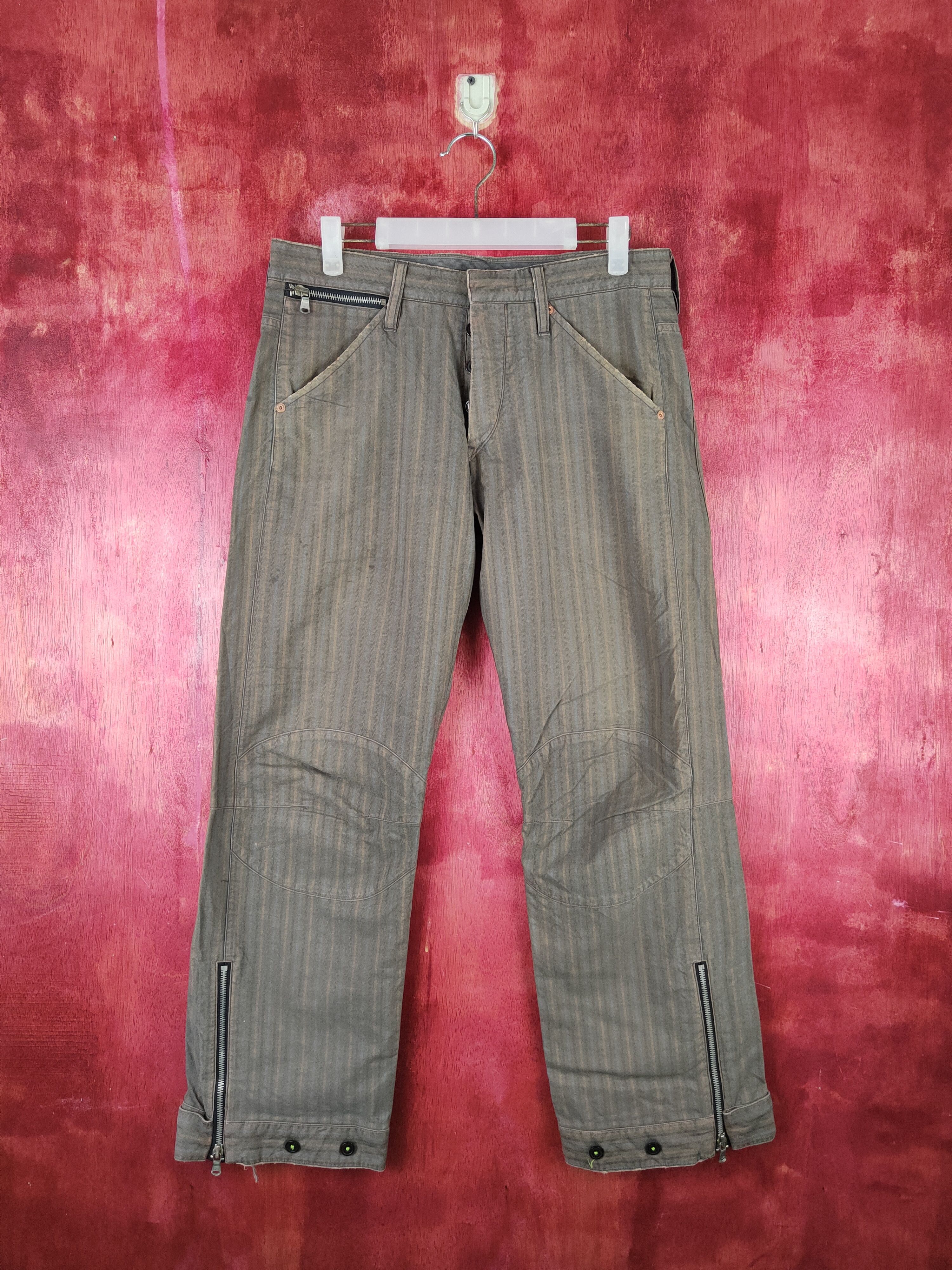 image of Gold Japan Stripe Dark Brown Multipocket Casual Pants S1477, Men's (Size 32)