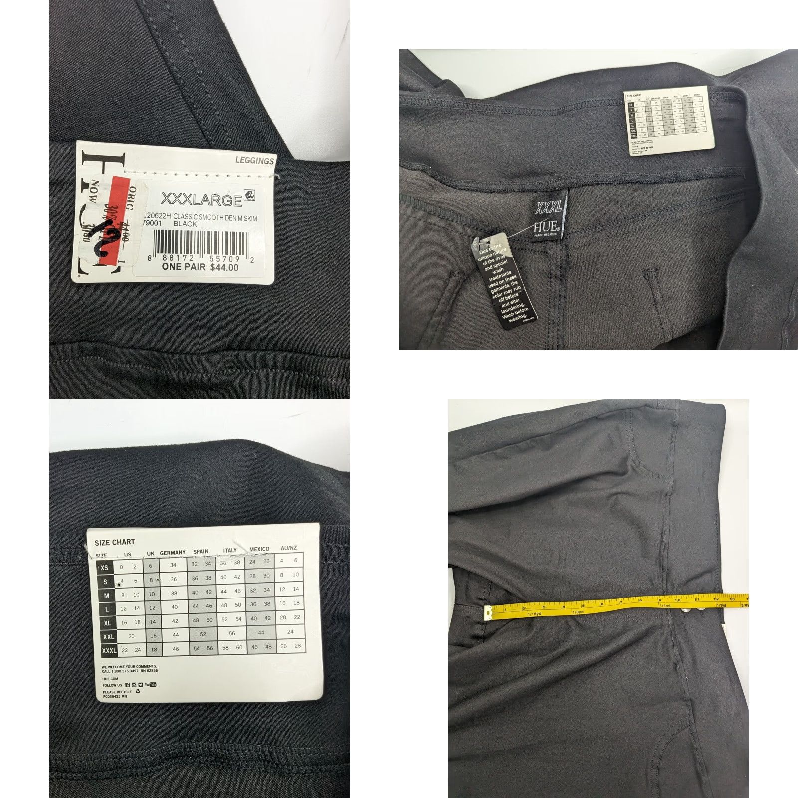 Vintage HUE Classic Smoothing Denim Leggings Black Size XXXL NWT Cotton Size 40" / US 18 - 8 Thumbnail