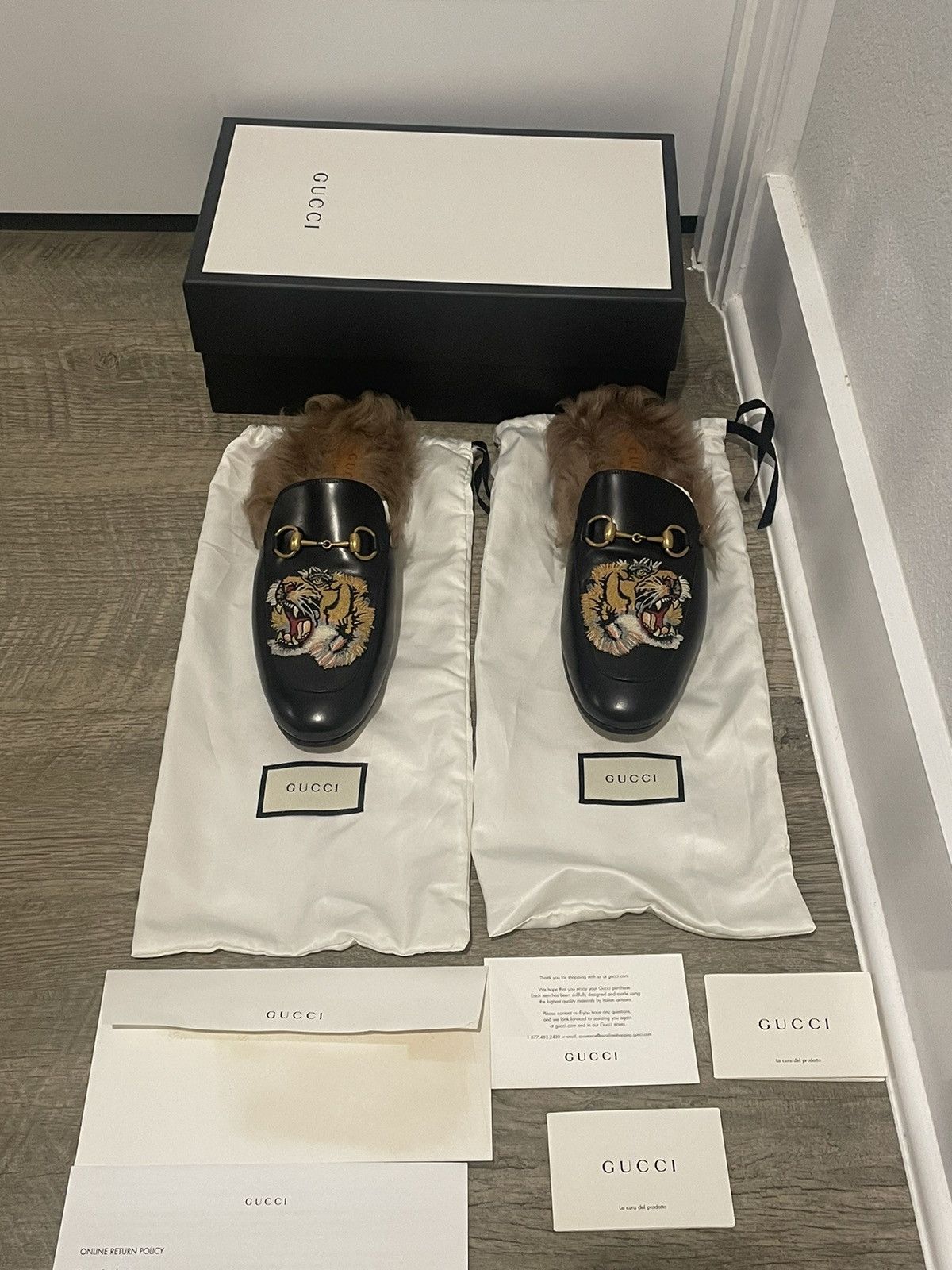 Gucci Gucci Princetown Fur Black Leather Rare Sold Out Size US 9 / EU 42 - 2 Thumbnail