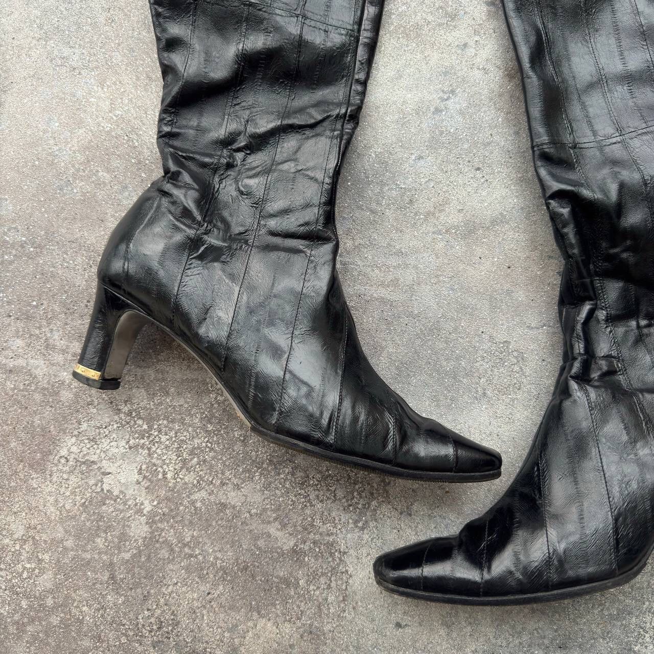 Dolce & Gabbana D&G Dolce & Gabbana Vintage Black Leather Knee High Boots Size US 11 / IT 41 - 5 Thumbnail