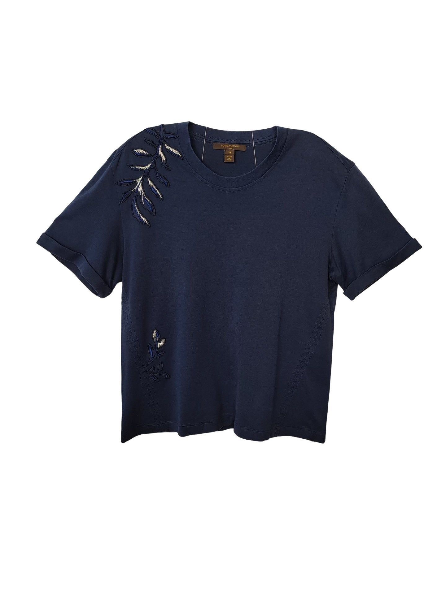 Louis Vuitton Louis Vuitton Navy Leaf Embroidered T-Shirt Size M Size M / US 6-8 / IT 42-44 - 1 Thumbnail