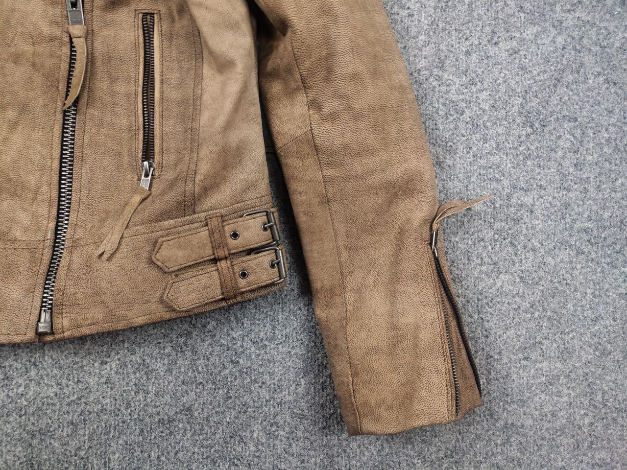 Vintage Vintage Warson Police Perfecto Lamb leather Zip Tan jacket Size L / US 10 / IT 46 - 8 Thumbnail