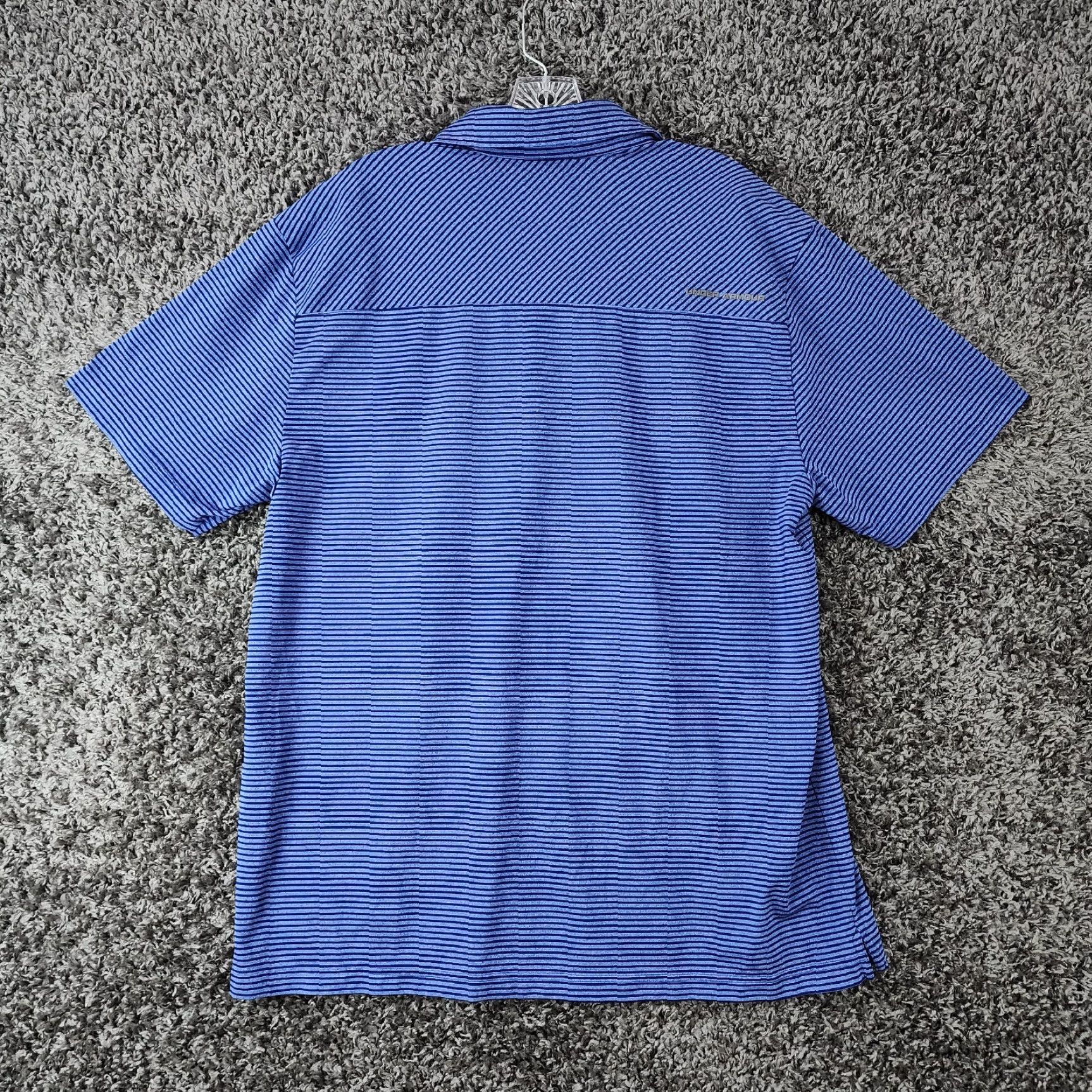 Under Armour VINTAGE? Wait not vintage. Under Armour Polo Shirt Mens XL Blue Striped HeatGear Short Sleeve Size XL Size US XL / EU 56 / 4 - 5 Thumbnail