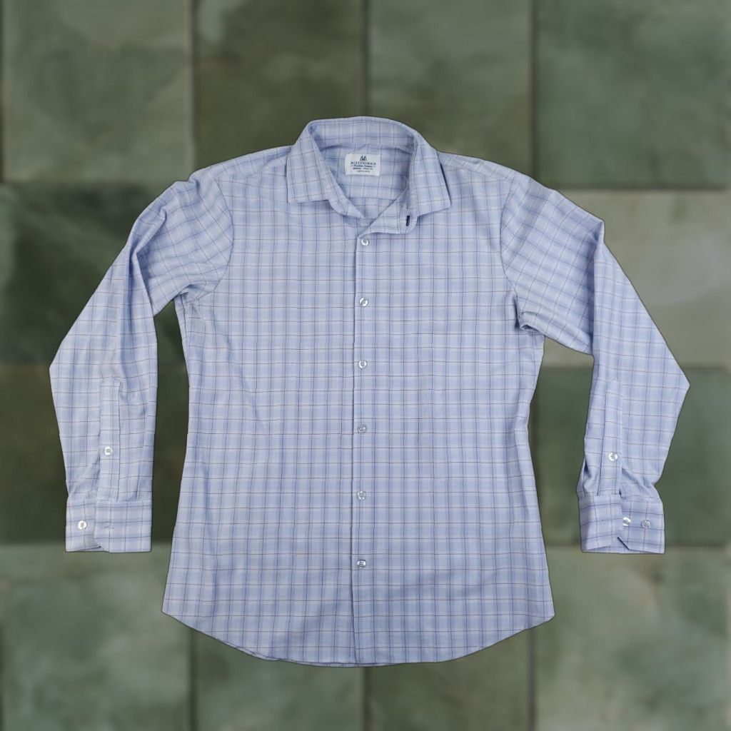 Mizzen+Main Mizzen+Main Shirt Mens Medium Blue Plaid Button-Up Performance Stretch Z Size US M / EU 48-50 / 2 - 1 Thumbnail