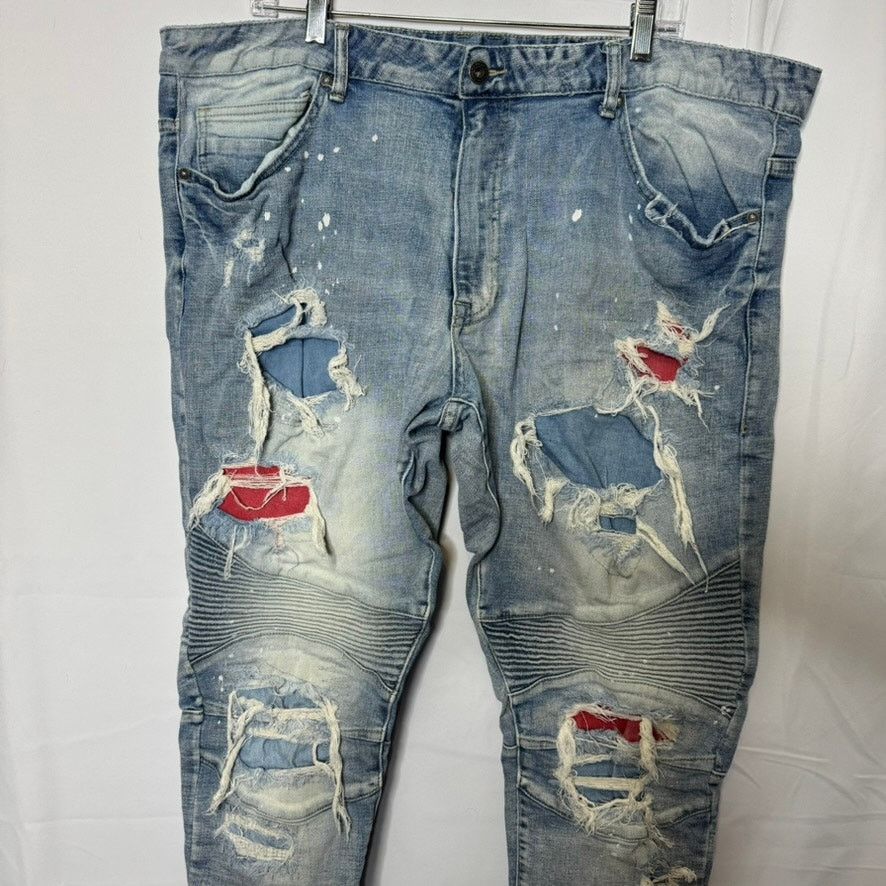Smoke Rise Smoke Rise Distressed Biker Jeans 42x32 Moto Denim Size US 42 / EU 58 - 4 Thumbnail