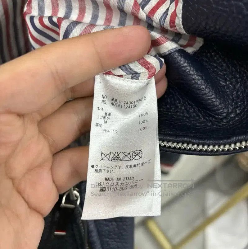 Thom Browne Thom Browne Navy Leather Striped Women's Jacket . Size S / US 4 / IT 40 - 5 Thumbnail