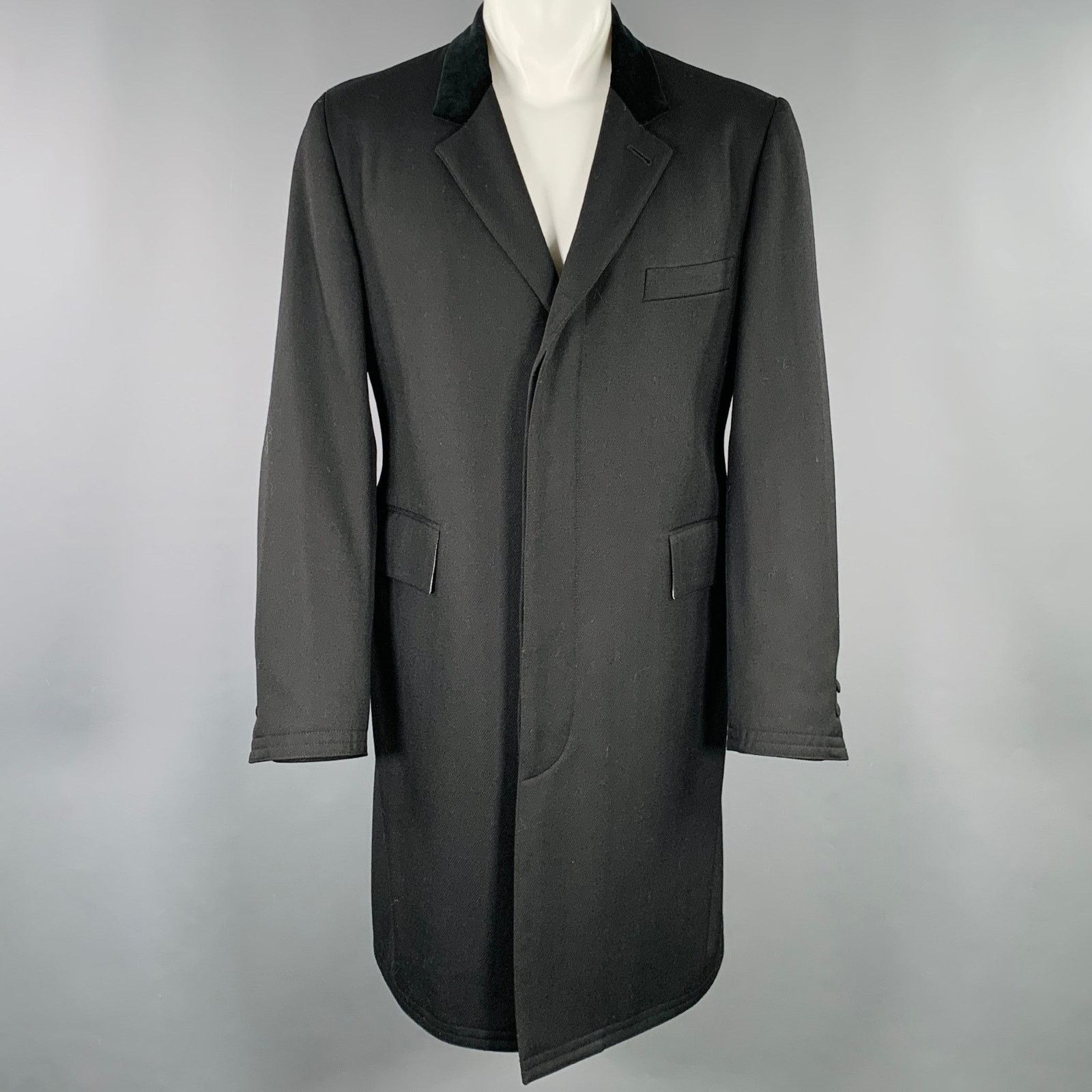 Brooks Brothers 2007 Size M Black Twill Wool Single Breasted Coat Size US M / EU 48-50 / 2 - 1 Thumbnail
