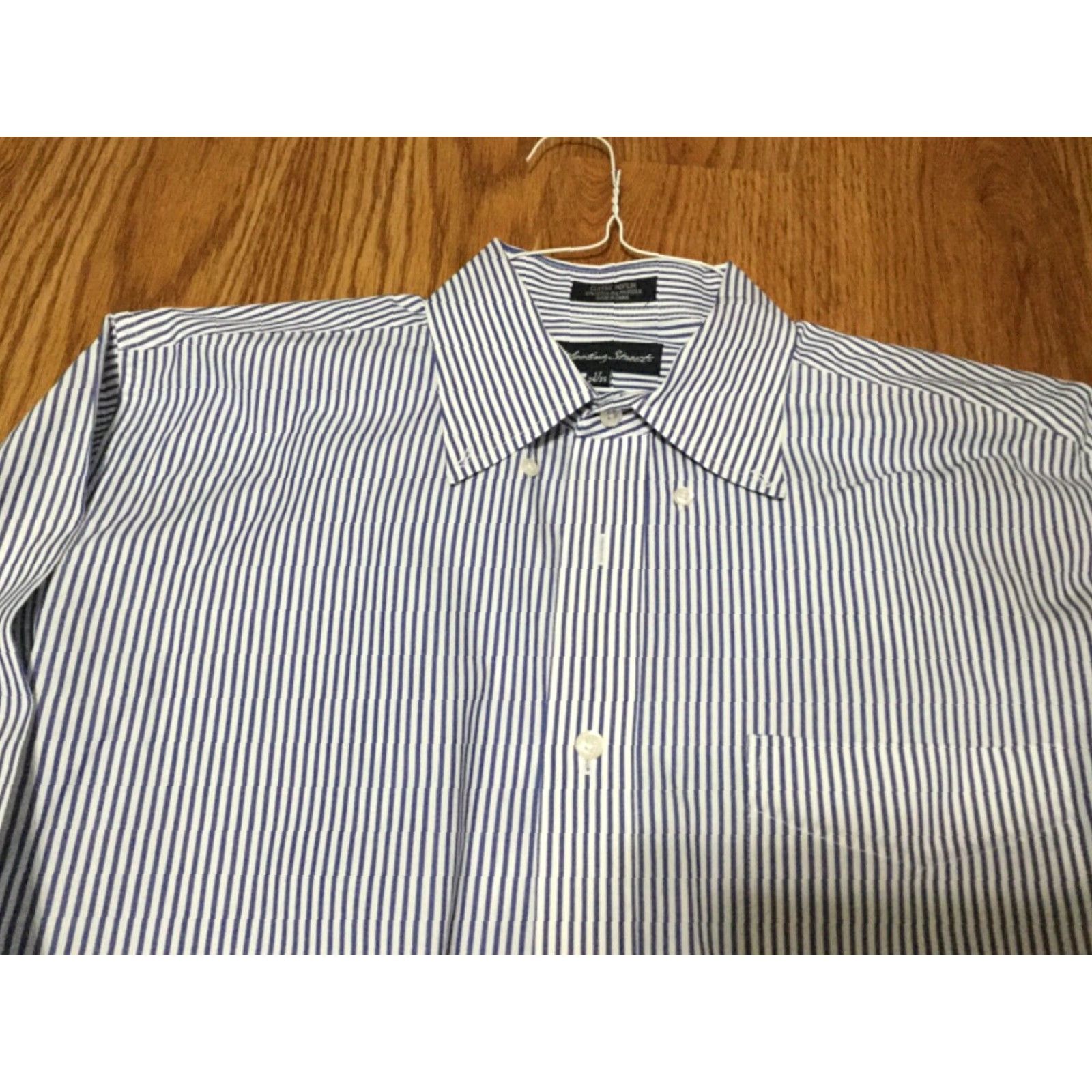 mens dress shirt 17 34/35 Lands' End Men's Tailored Fit No Iron Solid Supima Cotton Oxford Dress Shirt