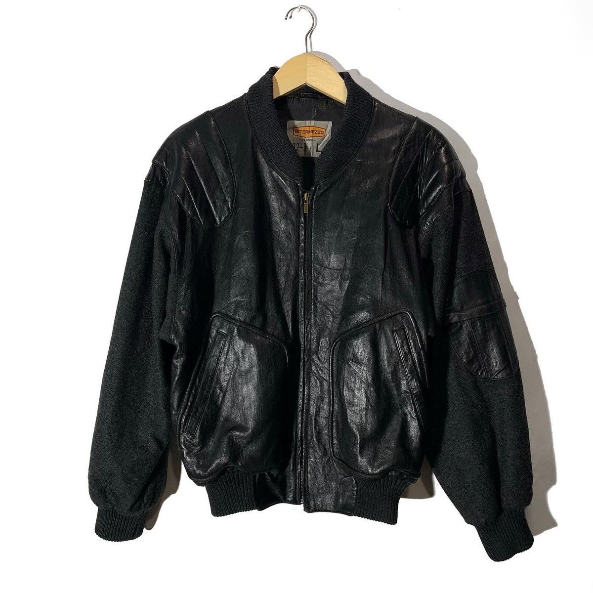image of Leather Jacket Intermezzo By Durban Vintage in Black, Men's (Size Large)