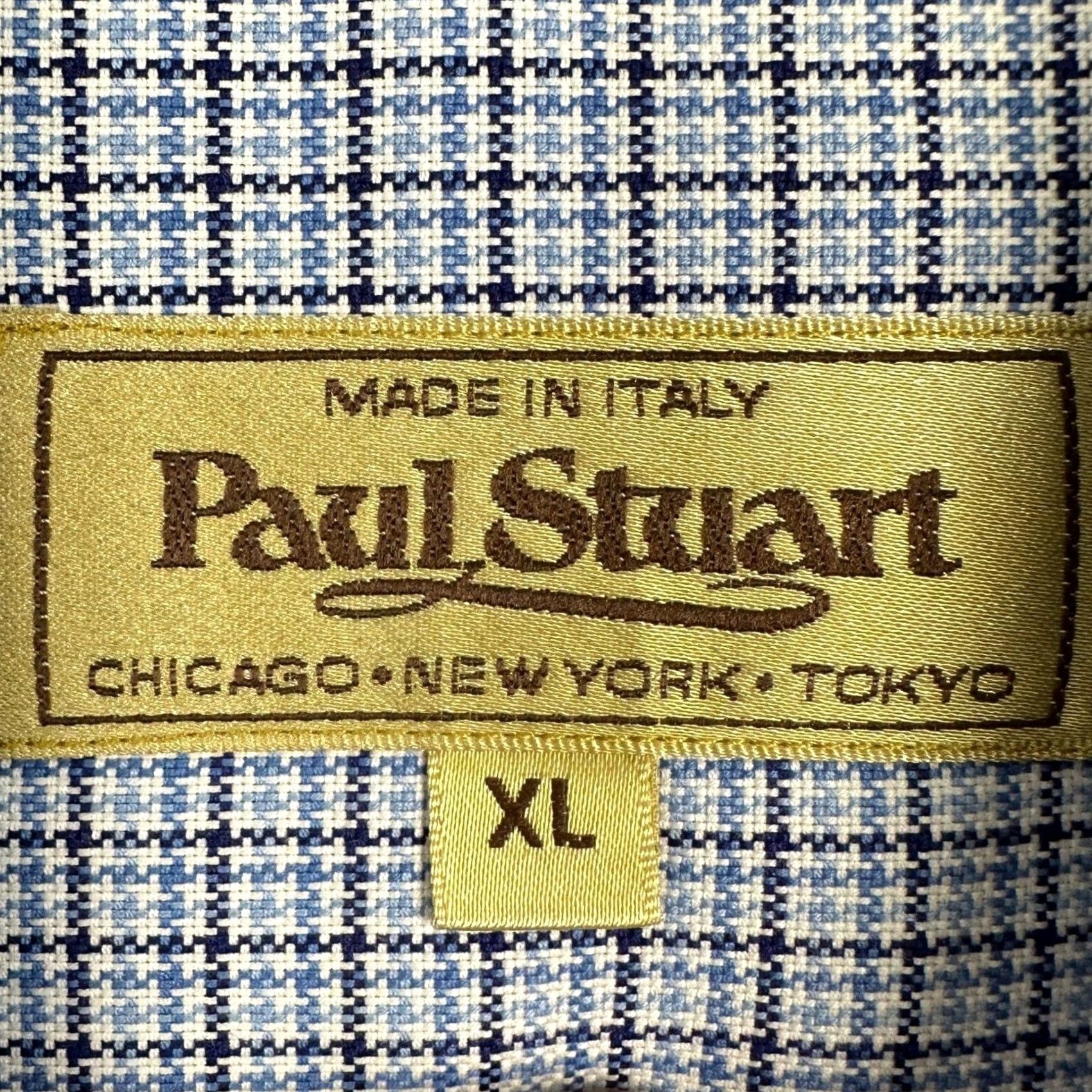 Paul Stuart VINTAGE Paul Stuart Shirt Mens XL Blue White Cooper Button Up Houndstooth Made In Italy Size US XL / EU 56 / 4 - 4 Thumbnail