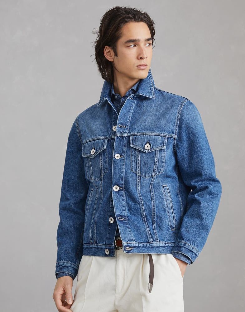 Brunello Cucinelli o1w1db10825 Denim Jacket in Blue Size US XL / EU 56 / 4 - 1 Thumbnail