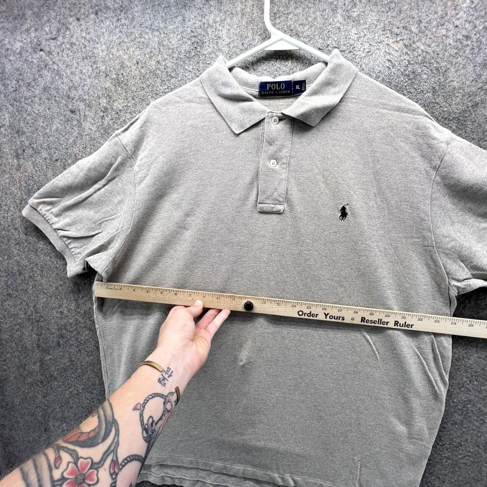 Polo Ralph Lauren Polo Ralph Lauren Polo Shirt Mens XL Gray Solid Pony Logo Short Sleeve Casual Size US XL / EU 56 / 4 - 3 Thumbnail