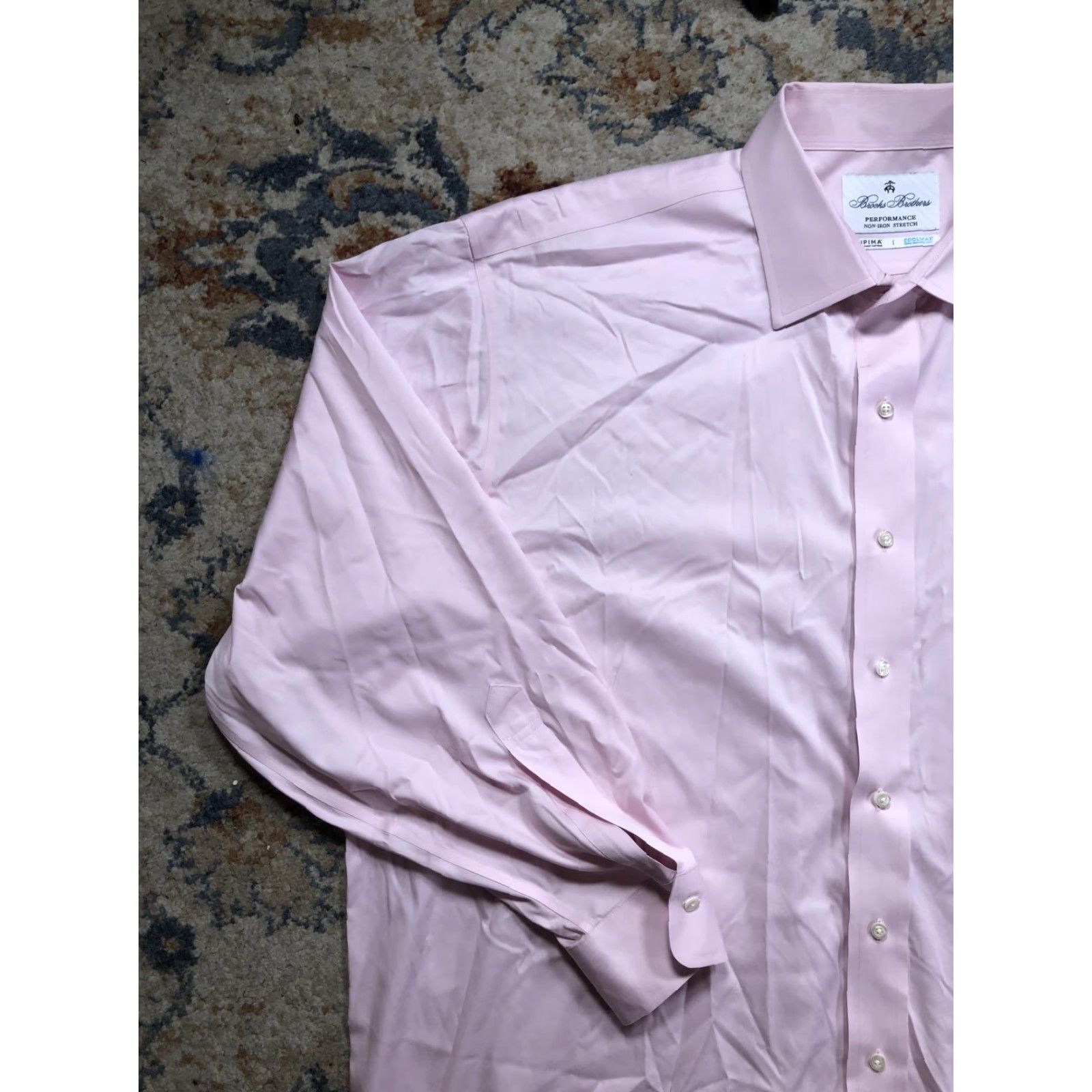 Brooks Brothers Brooks Brothers Dress Shirt Mens 18 35 Pink Performance Non-Iron Stretch Shirt Womens? Size 48R - 3 Thumbnail