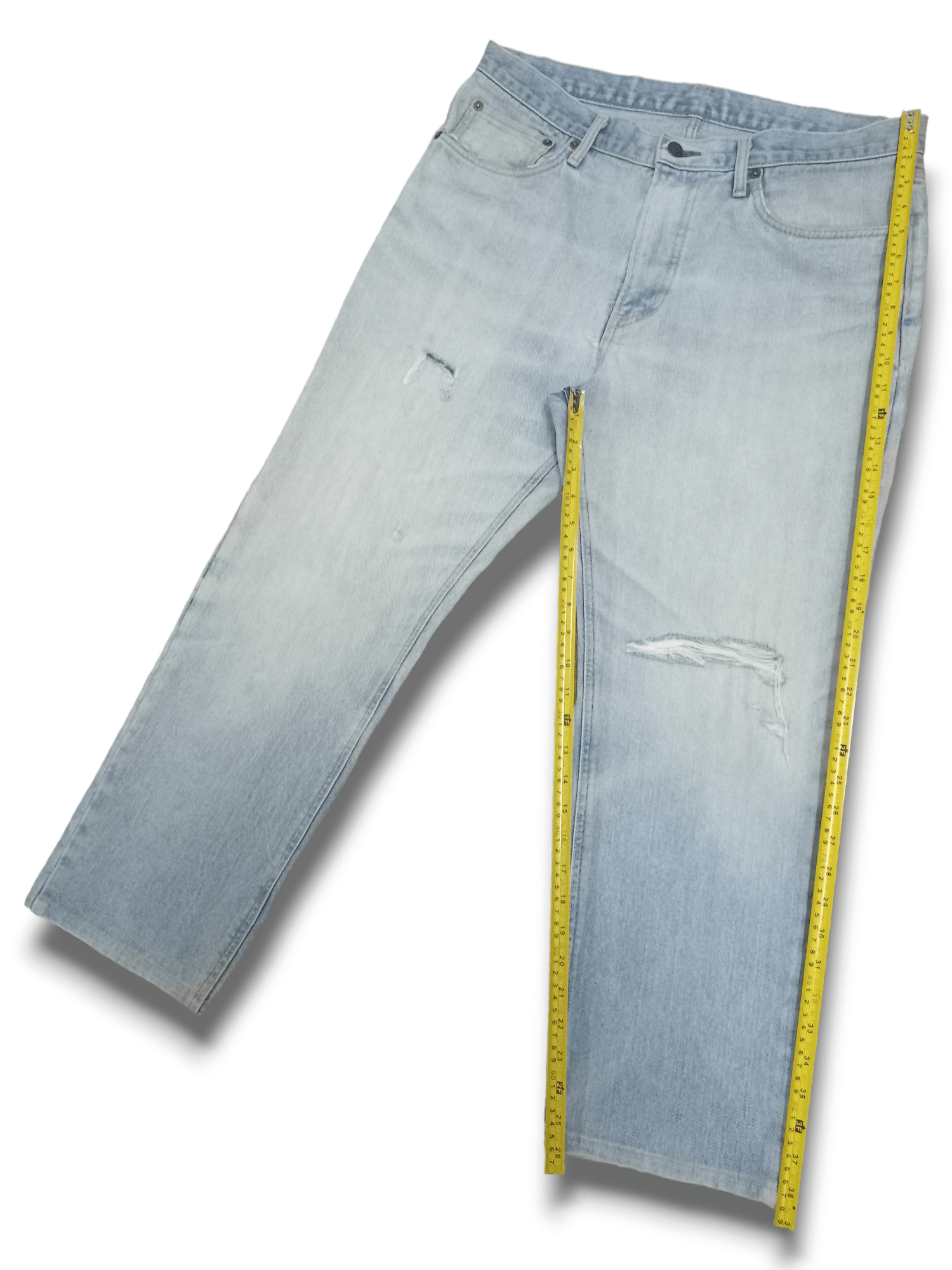 Edwin × Japanese Brand Vintage Japanese Edwin Blue Wash Distressed Loose Jeans Size US 35 - 10 Thumbnail