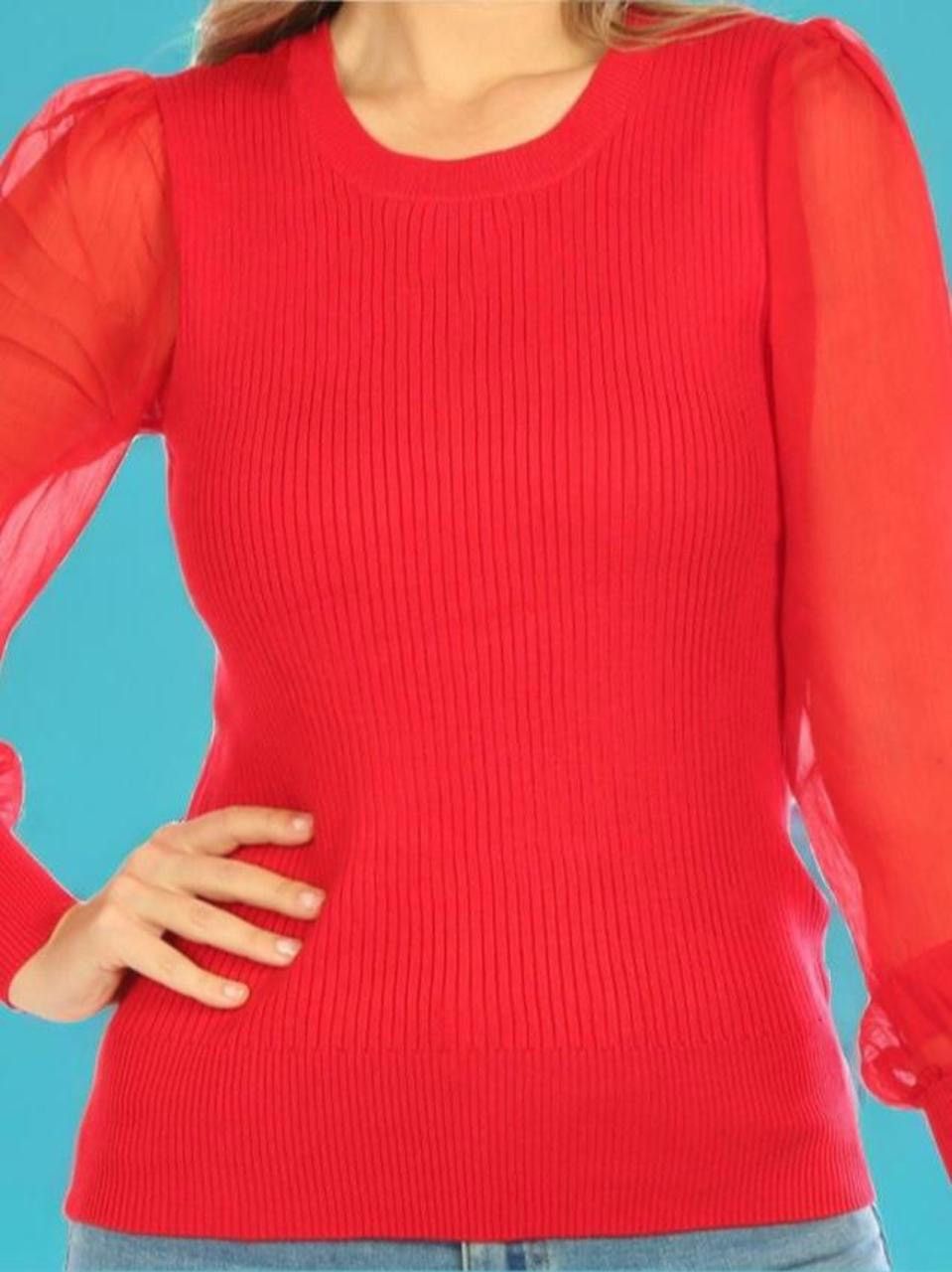 I.N.C I.N.C. International Concepts Women's Sheer-Sleeve Sweater Size L / US 10 / IT 46 - 3 Thumbnail