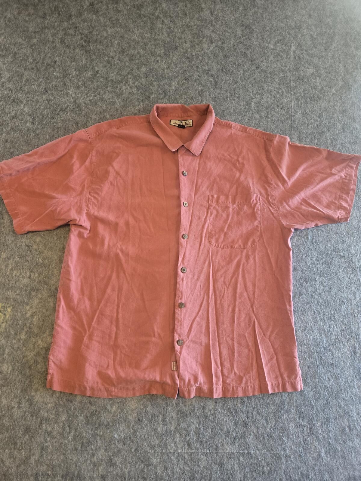 Tommy Bahama 100% Silk Tommy Bahama Textured Camp Shirt Salmon Sz XL Size US XL / EU 56 / 4 - 2 Thumbnail