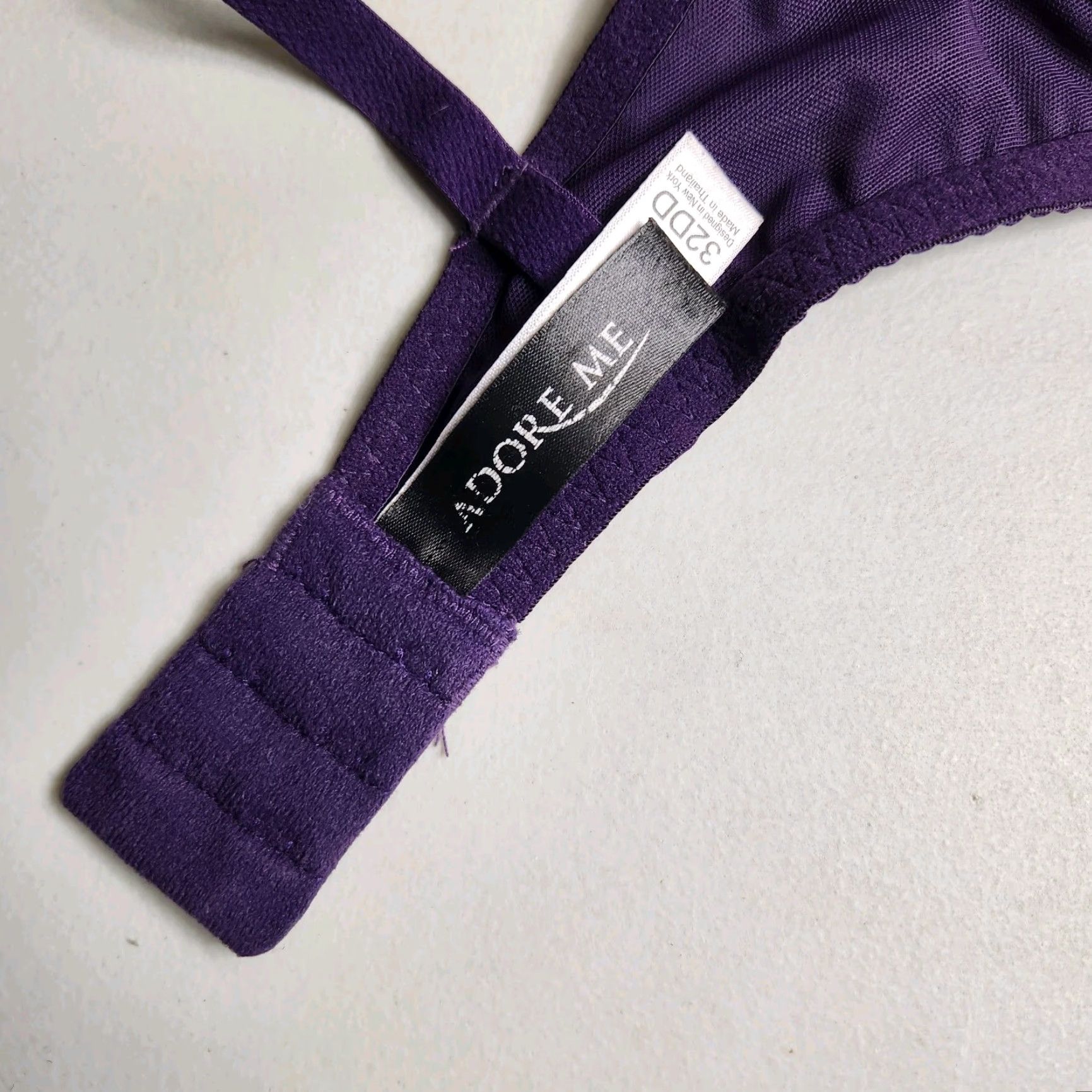 Vintage Adore Me Bra |32DD| Plum Purple Lace Push Up Balconette Bra Womens 32DD Purple Lace Back Closure Adjustable Strap Removable Pads Size ONE SIZE - 7 Thumbnail